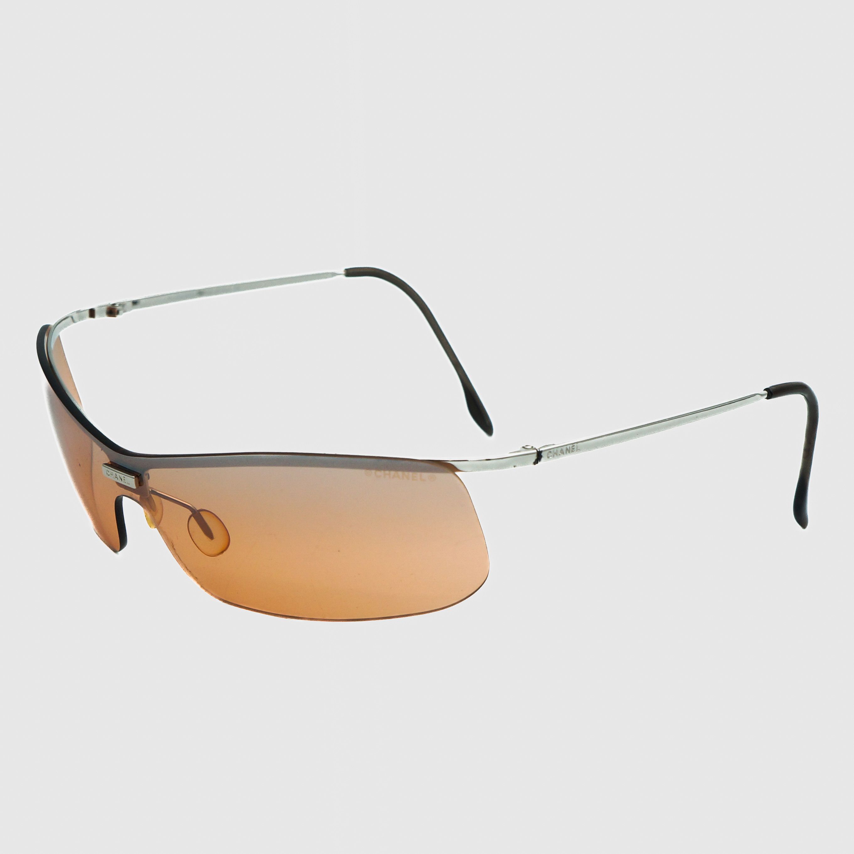 image of Chanel 4043 Orange Silver Rimless Sunglasses Vintage 90's 00S, Women's