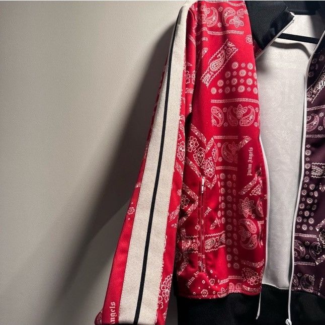 Palm Angels Palm Angels Bandana Track Jacket Zip Up Maroon & Red, Unisex Size US XL / EU 56 / 4 - 9 Thumbnail
