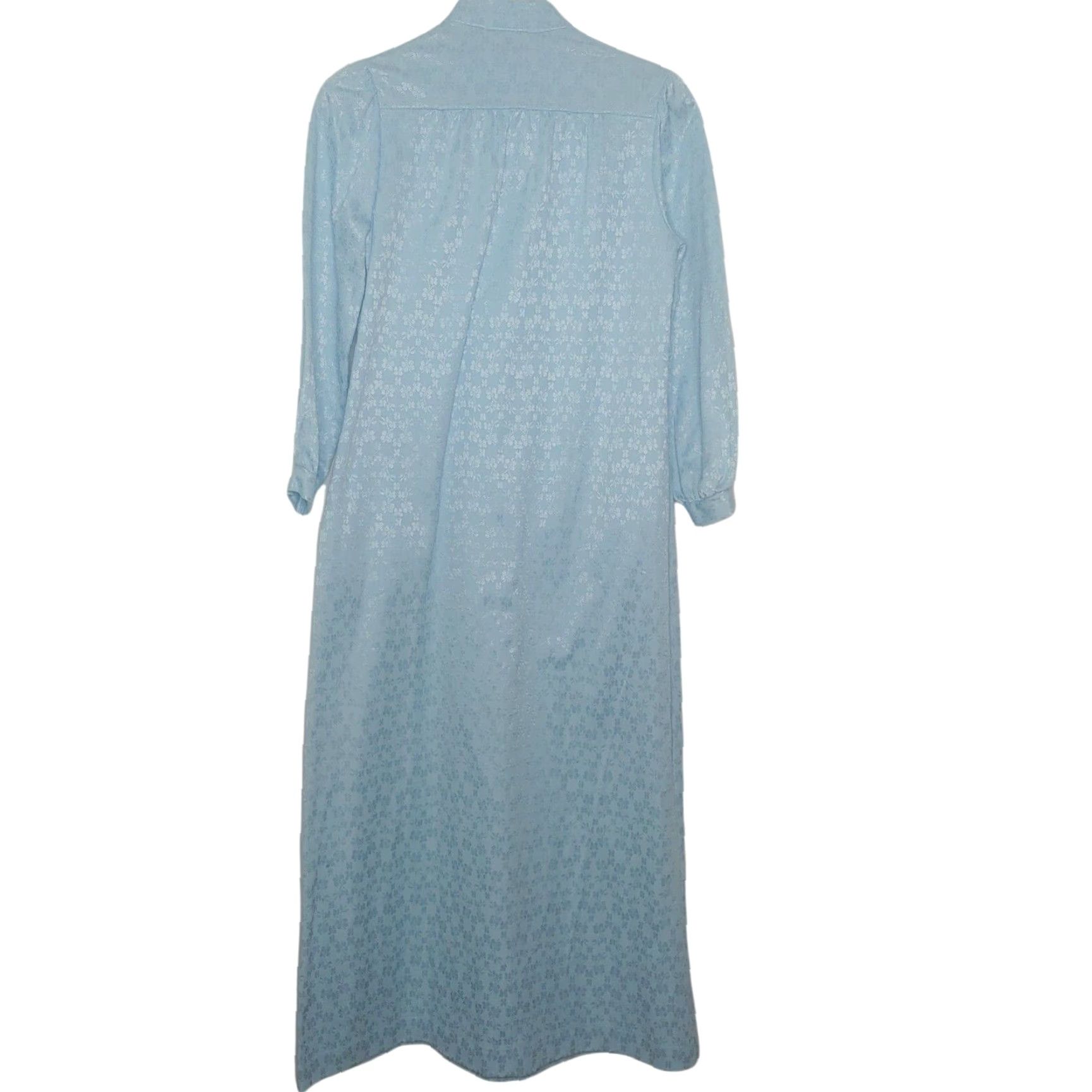 Vintage VINTAGE Vanity Fair Robe Long Gown Nightgown Blue Floral Button Up Collared Granny Womens XS-XL Size ONE SIZE - 2 Thumbnail