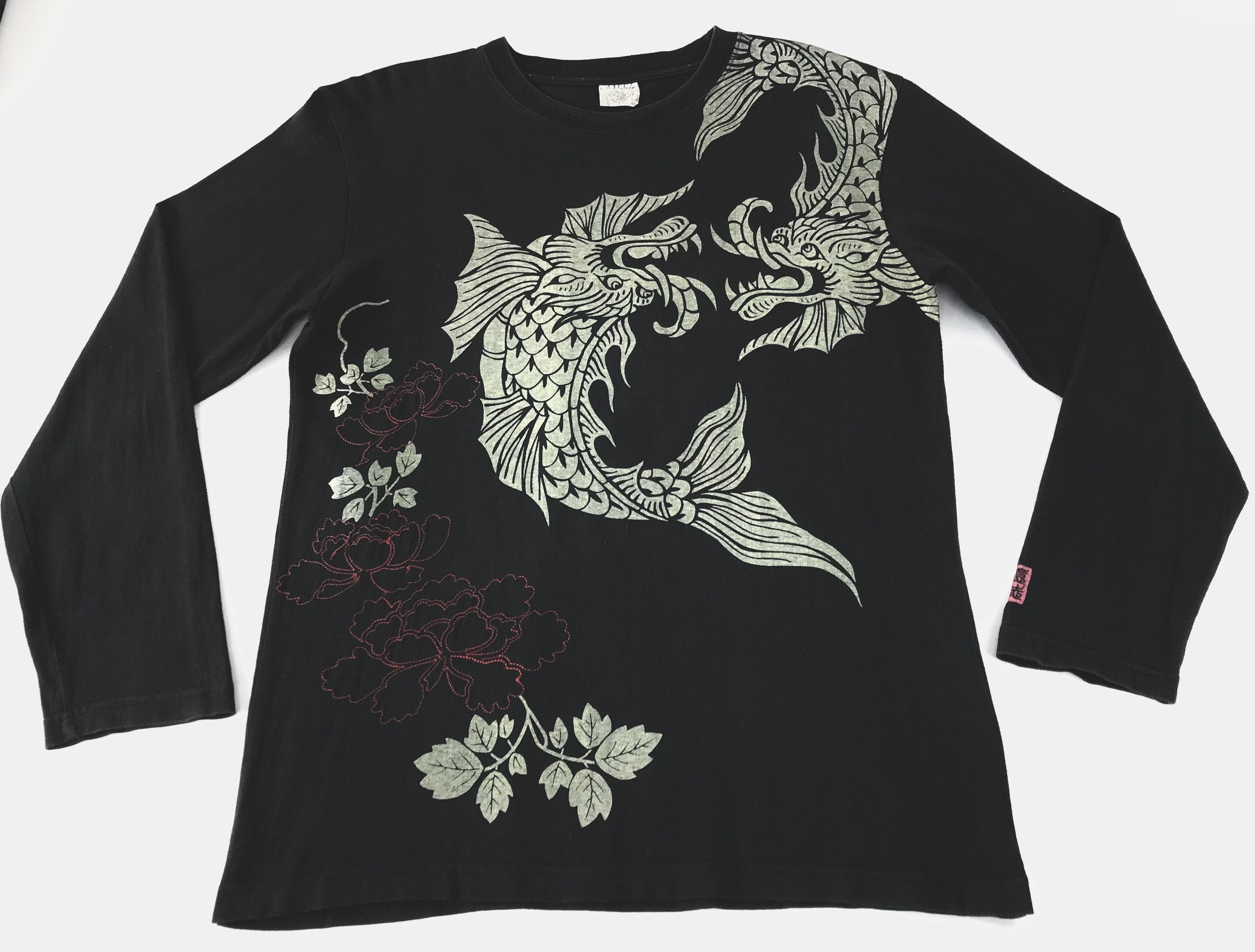 Japanese Brand Generate Printed Fish Dragon Big Logo Design Long Sleeve Size US M / EU 48-50 / 2 - 1 Thumbnail
