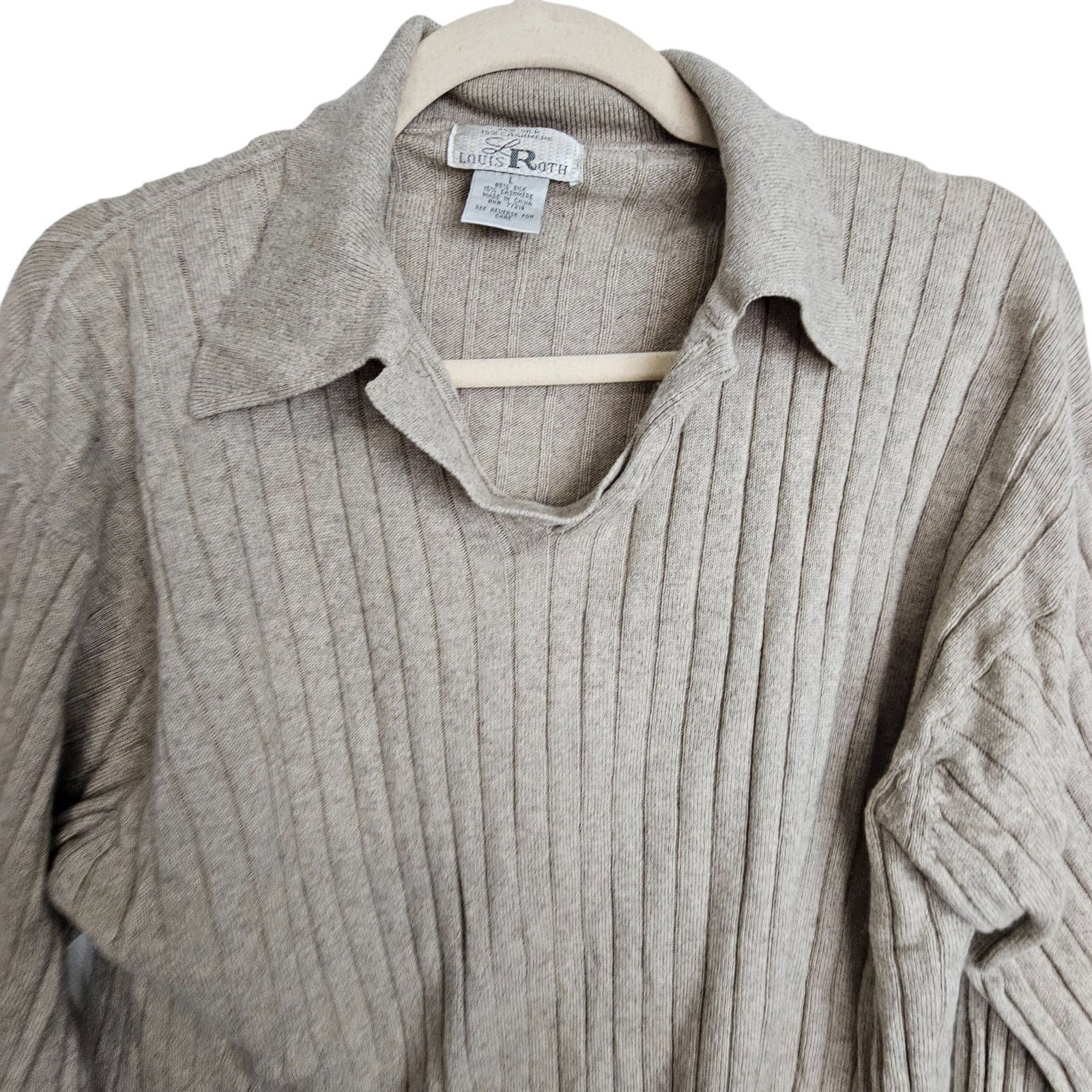 Rothco Louis Roth Mens Silk Cashmere Sweater Ribbed Collared Preppy Size US L / EU 52-54 / 3 - 2 Thumbnail