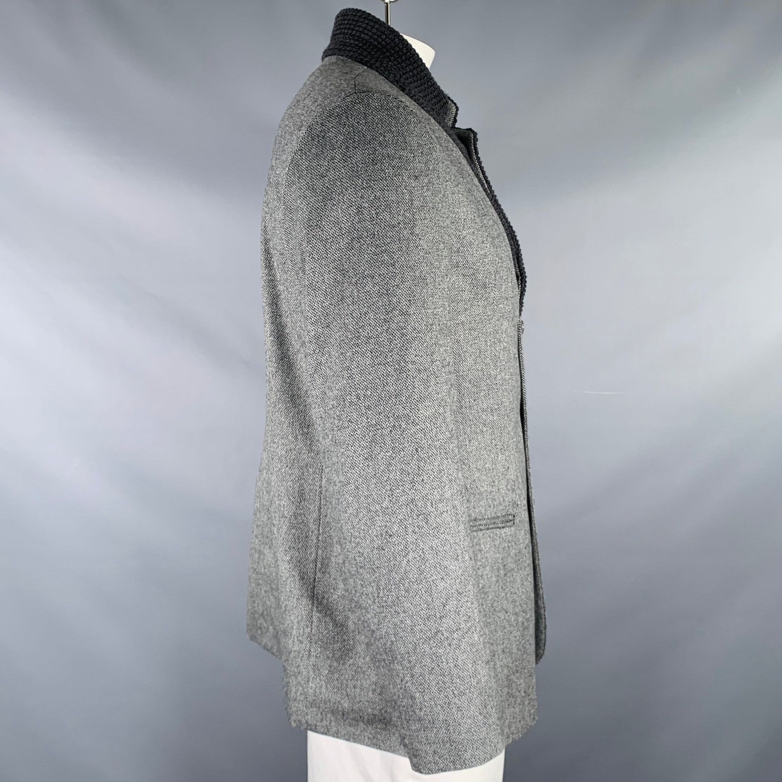 Emporio Armani Size 46 Grey Black Wool Blend Notch Lapel Sport Coat Size 46R - 3 Thumbnail