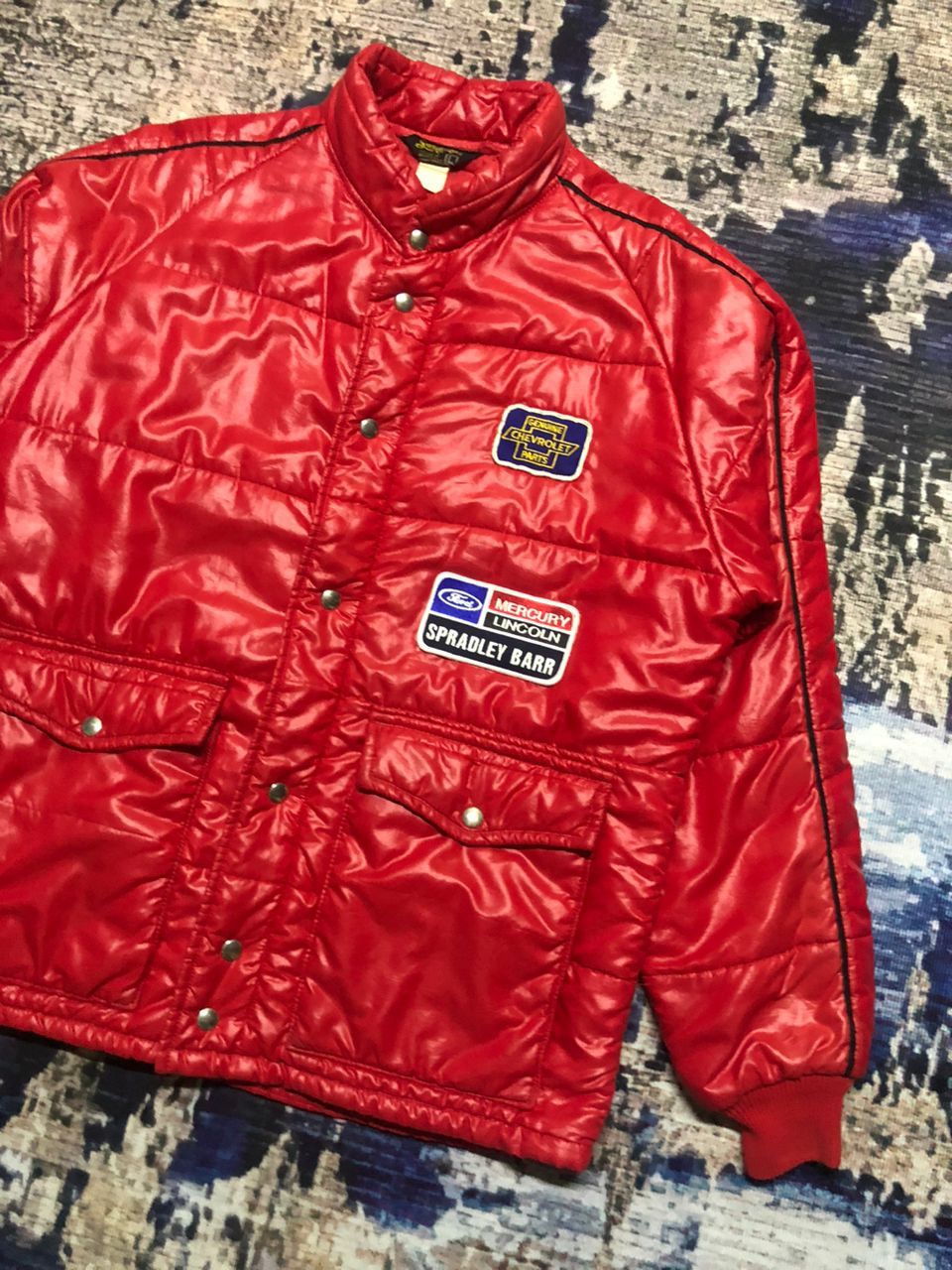 Swingster Vintage 70s/80s Motorsports Swingster Puffer Coat Jacket (L) Size US L / EU 52-54 / 3 - 7 Thumbnail