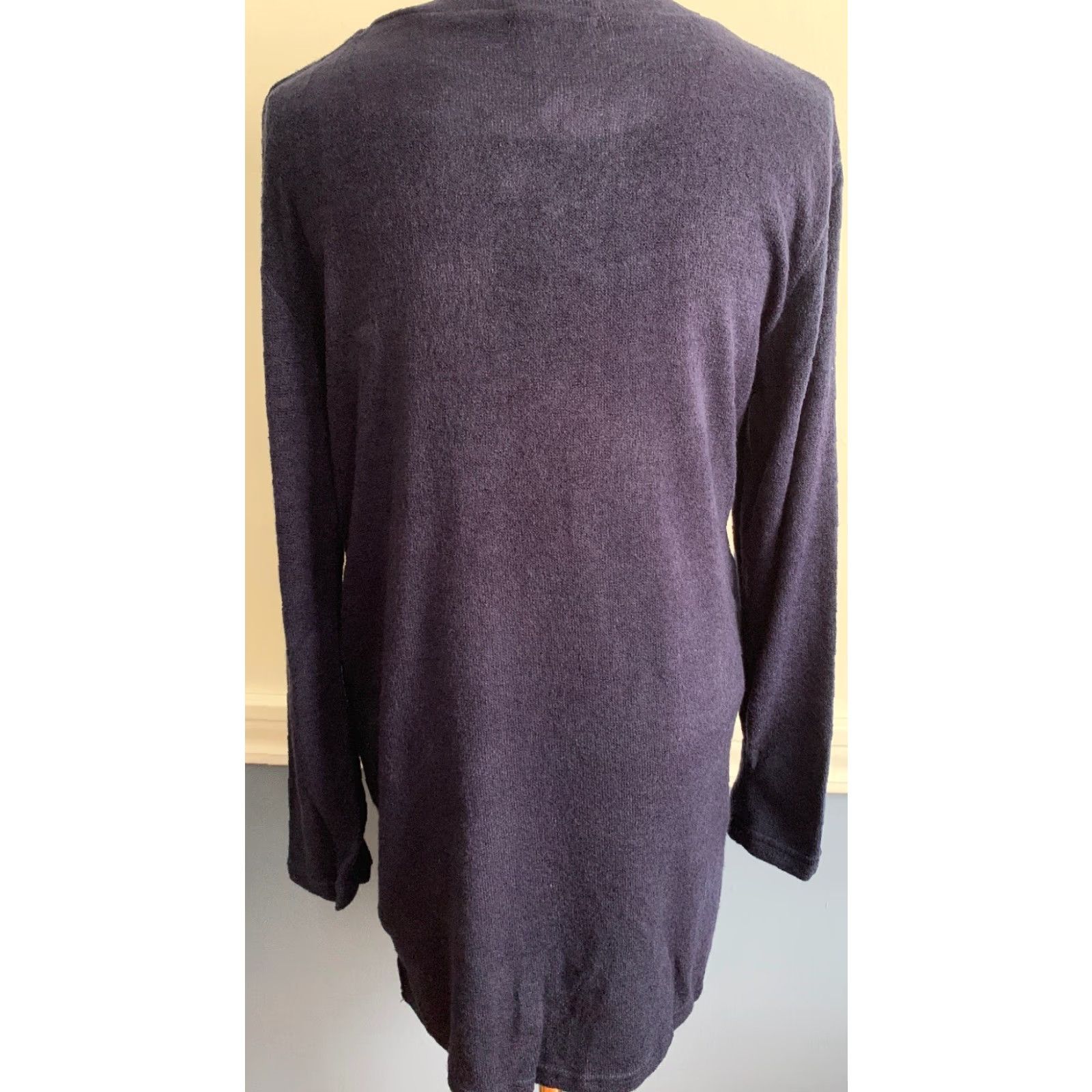 Vintage Yomoko Women's Tunic Sweater Medium Navy Blue Side Zip Lightweight Knitwear Sweater Crew Neck Long Sleeve 95% cotton 5% polyester Size M / US 6-8 / IT 42-44 - 7 Thumbnail