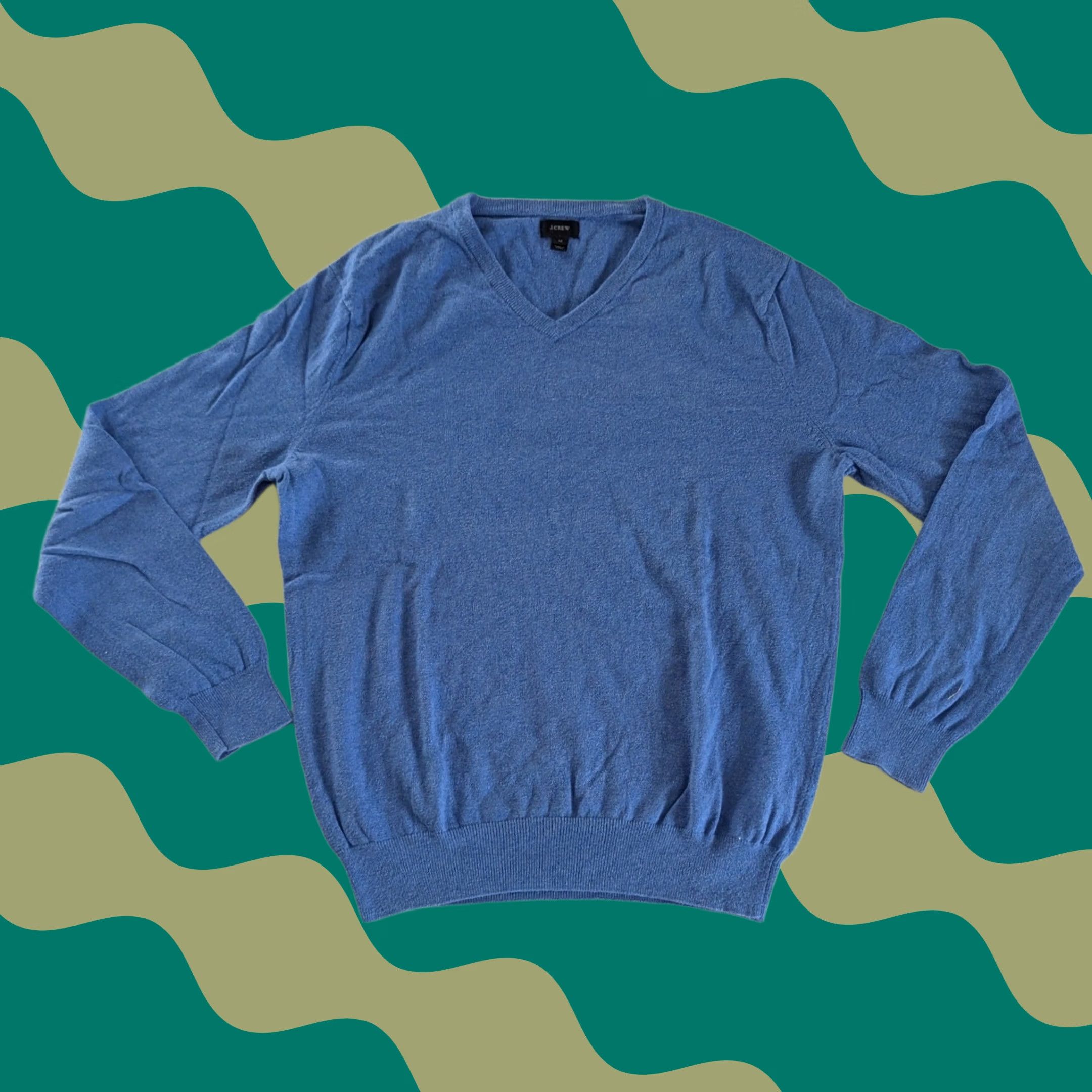 J.Crew J. Crew Sweater Blue V-Neck Cotton Cashmere Blend Long Sleeve Mens M Size US M / EU 48-50 / 2 - 1 Thumbnail