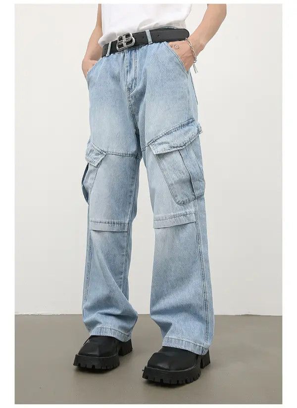 Japanese Brand American retro men's high street loose cargo jeans Size US 32 / EU 48 - 3 Thumbnail