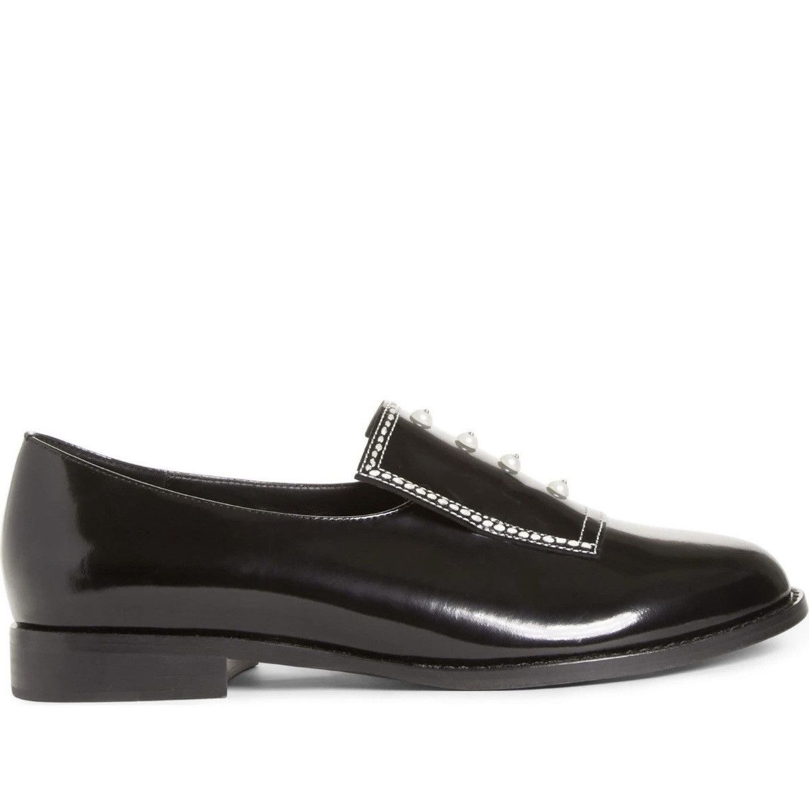 Opening Ceremony Opening Ceremony Leah Leather Faux Pearl Embellished Loafers Size US 6.5 / IT 36.5 - 2 Thumbnail