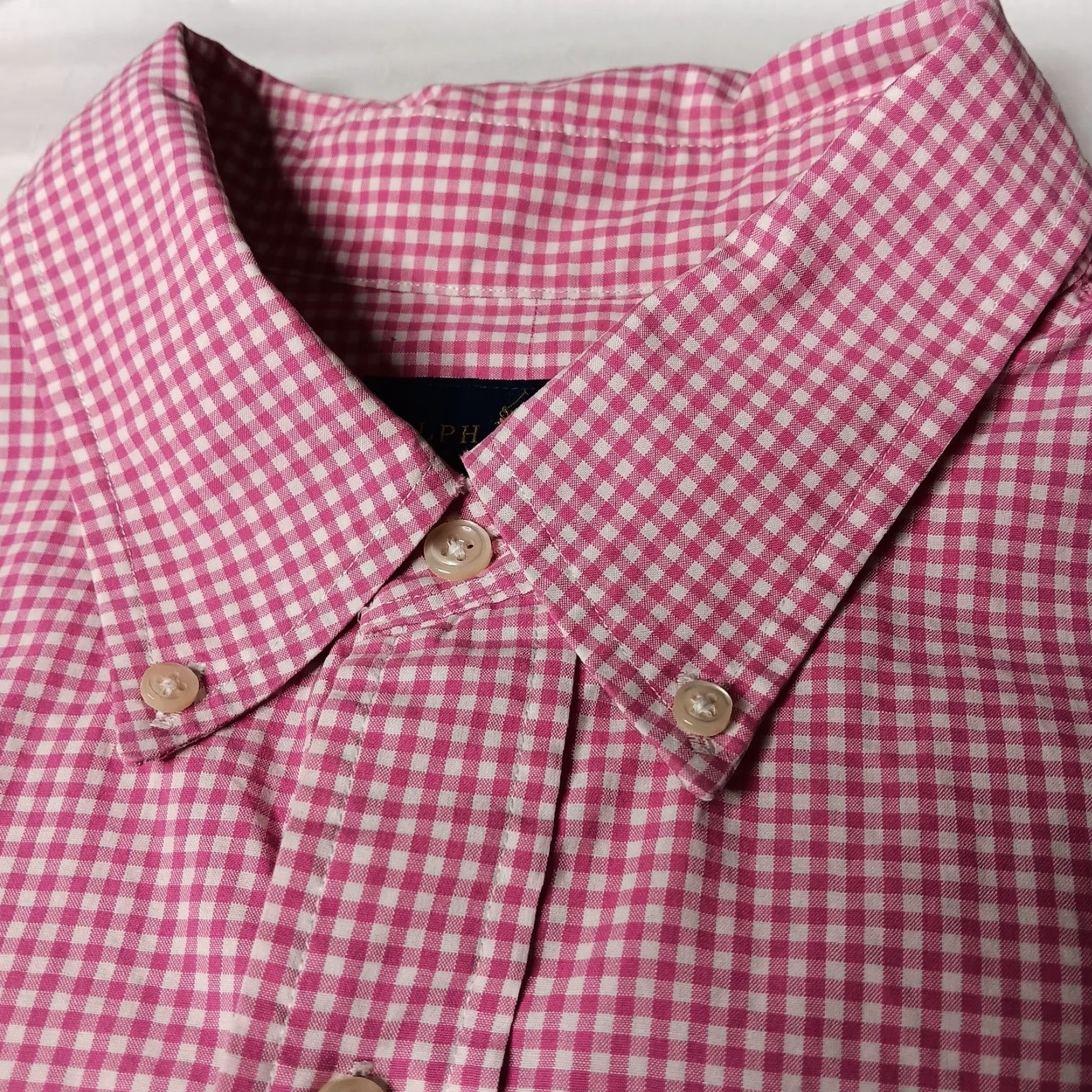 Ralph Lauren Ralph Lauren Shirt Mens XL Button-Down Pink White Gingham Plaid Long Sleeve Logo, Office Dress Shirt, Preppy Classic, 25.5" Pit to Pit, Regular Fit Size US XL / EU 56 / 4 - 6 Thumbnail