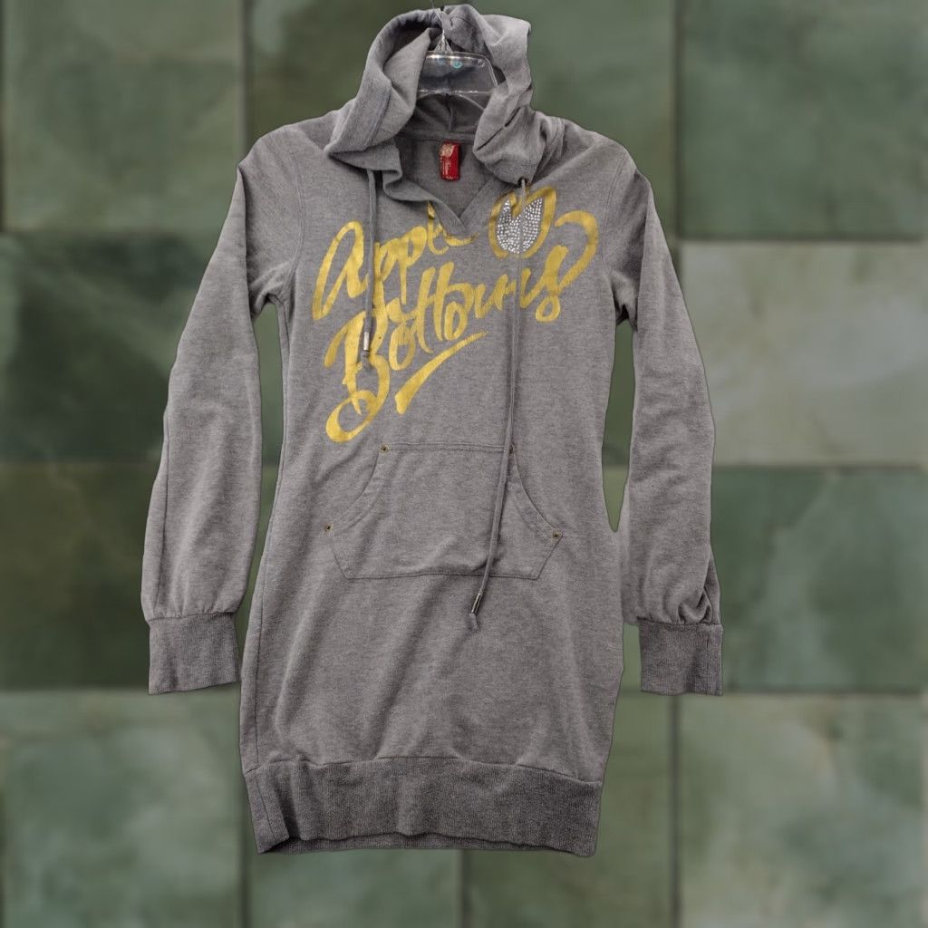 Vintage Vintage Apple Bottoms Hoodie Women’s Medium Gray Fleece Pullover Festival Hip Hop Style Size M / US 6-8 / IT 42-44 - 1 Thumbnail