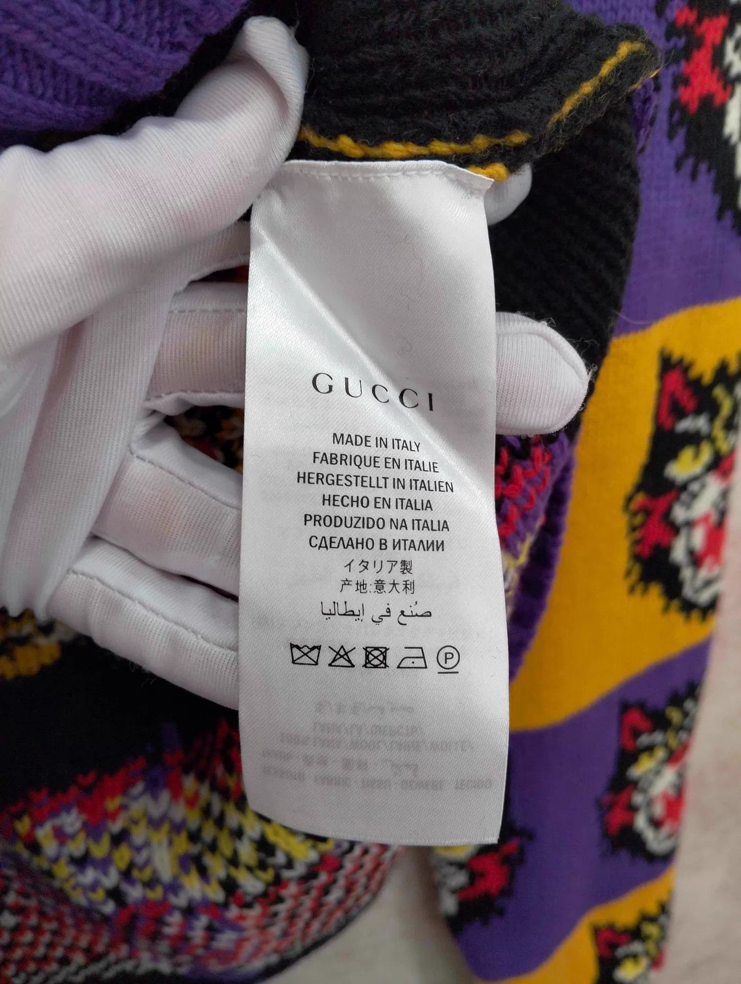 Gucci GUCCI Yellow-Purple Tiger Colorblock LS Sweater M Size US M / EU 48-50 / 2 - 4 Thumbnail