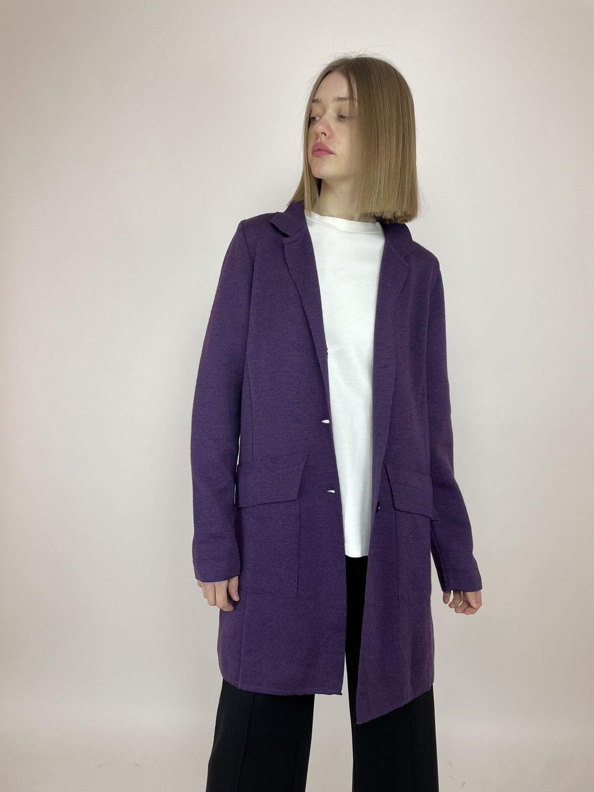 Designer Georg Maier Purple wool cardigan Reine Schurwolle wool Size XL / US 12-14 / IT 48-50 - 6 Thumbnail