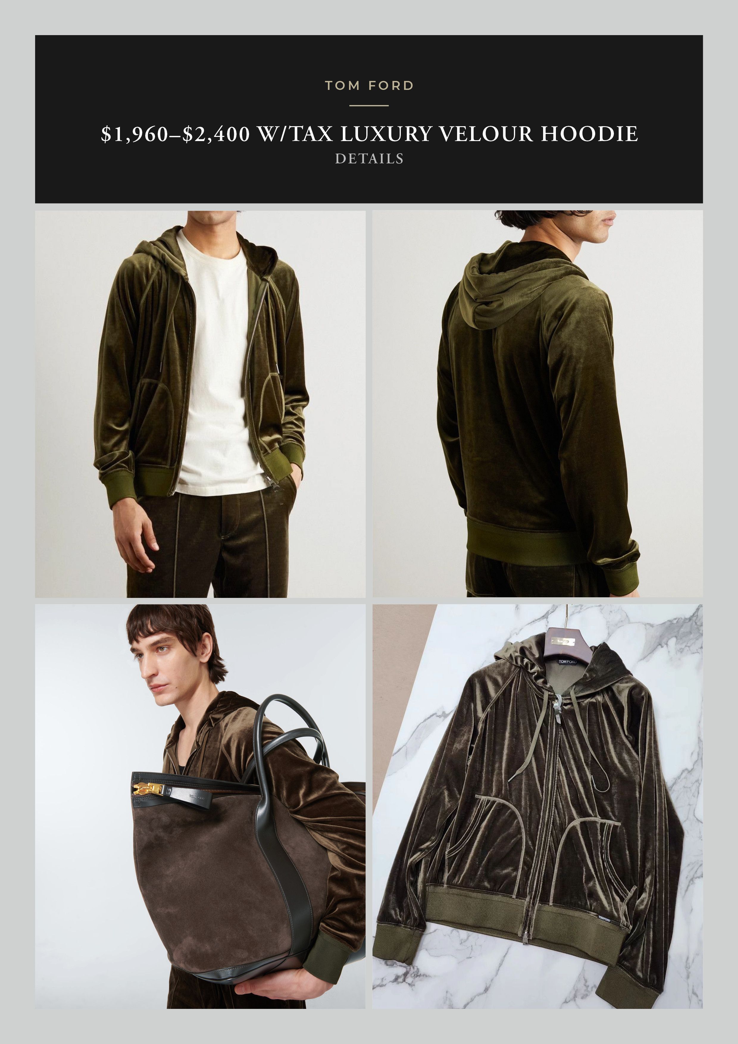 Tom Ford Best Dressed $1,850 w/Tax Velour Luxury Double Zip Hoodie Size US M / EU 48-50 / 2 - 6 Thumbnail