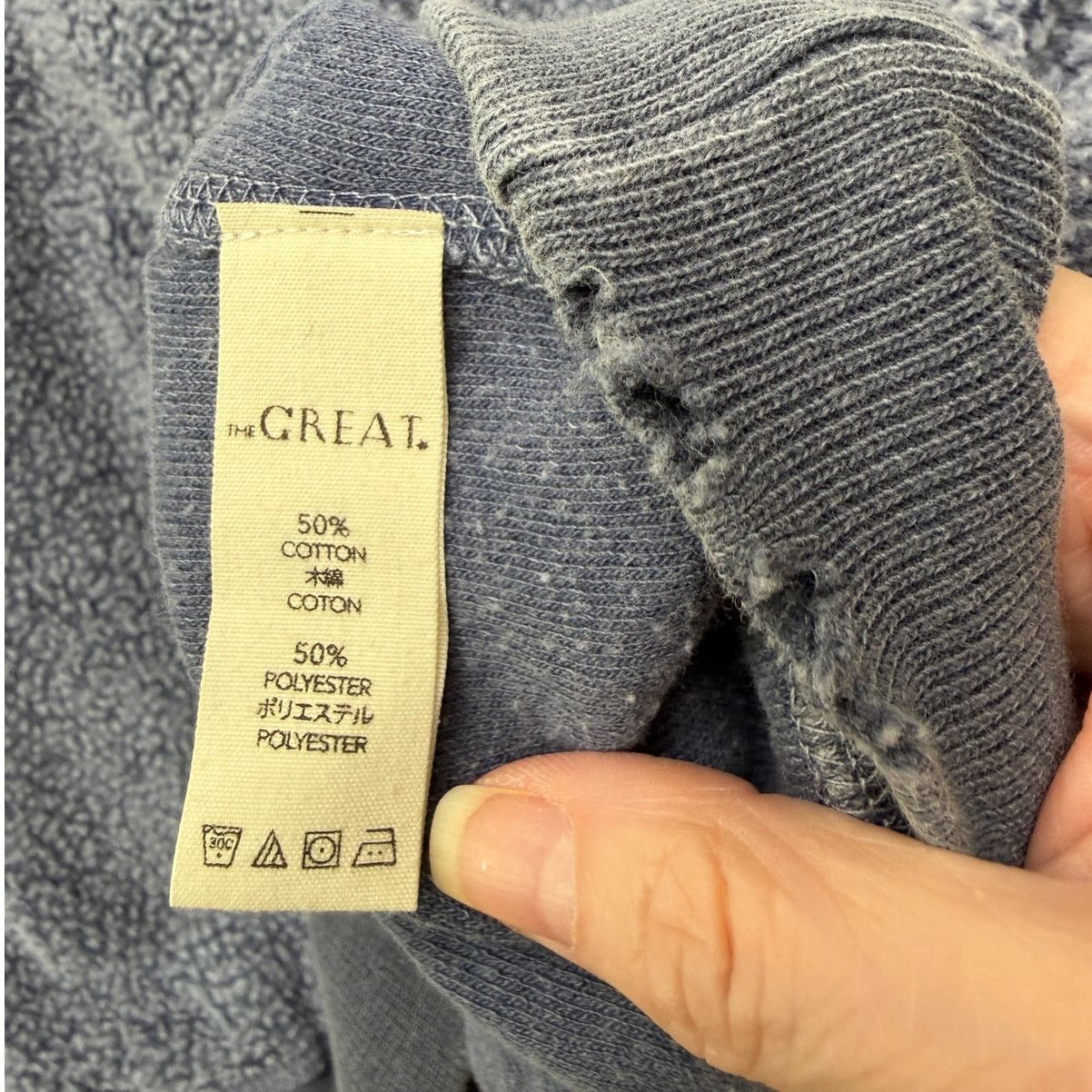THE GREAT The Great. Blue Fleece Sweatshirt Distressed Raw Hem Size 0 Size XS / US 0-2 / IT 36-38 - 13 Thumbnail