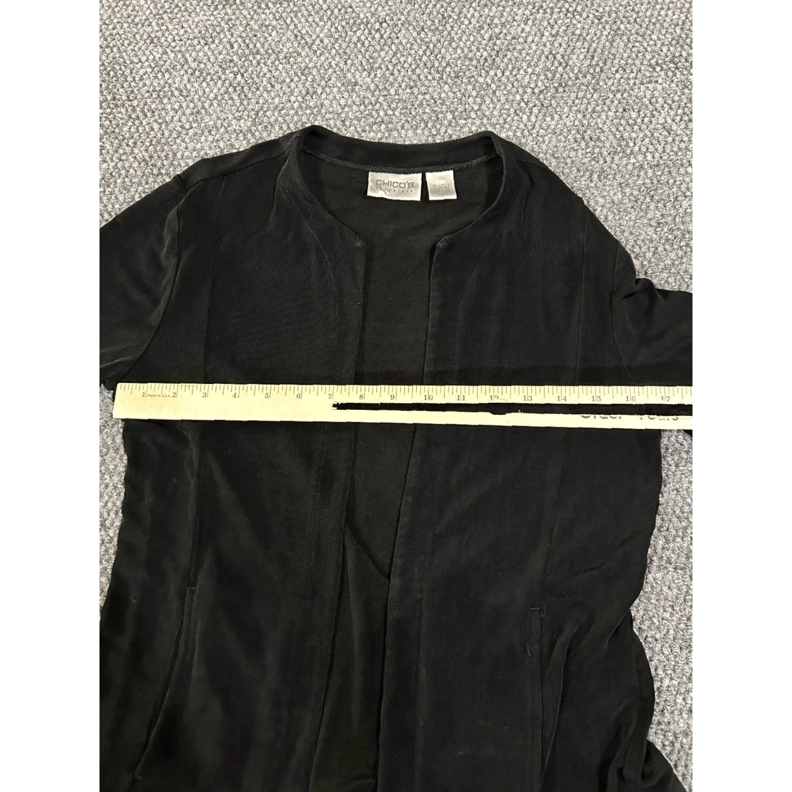 Vintage Chicos Blouse Shirt Womens 0 Black Long Sleeve Stretch Casual Knit Polyester Rayon Spandex Scoop Neck Size XS / US 0-2 / IT 36-38 - 4 Thumbnail
