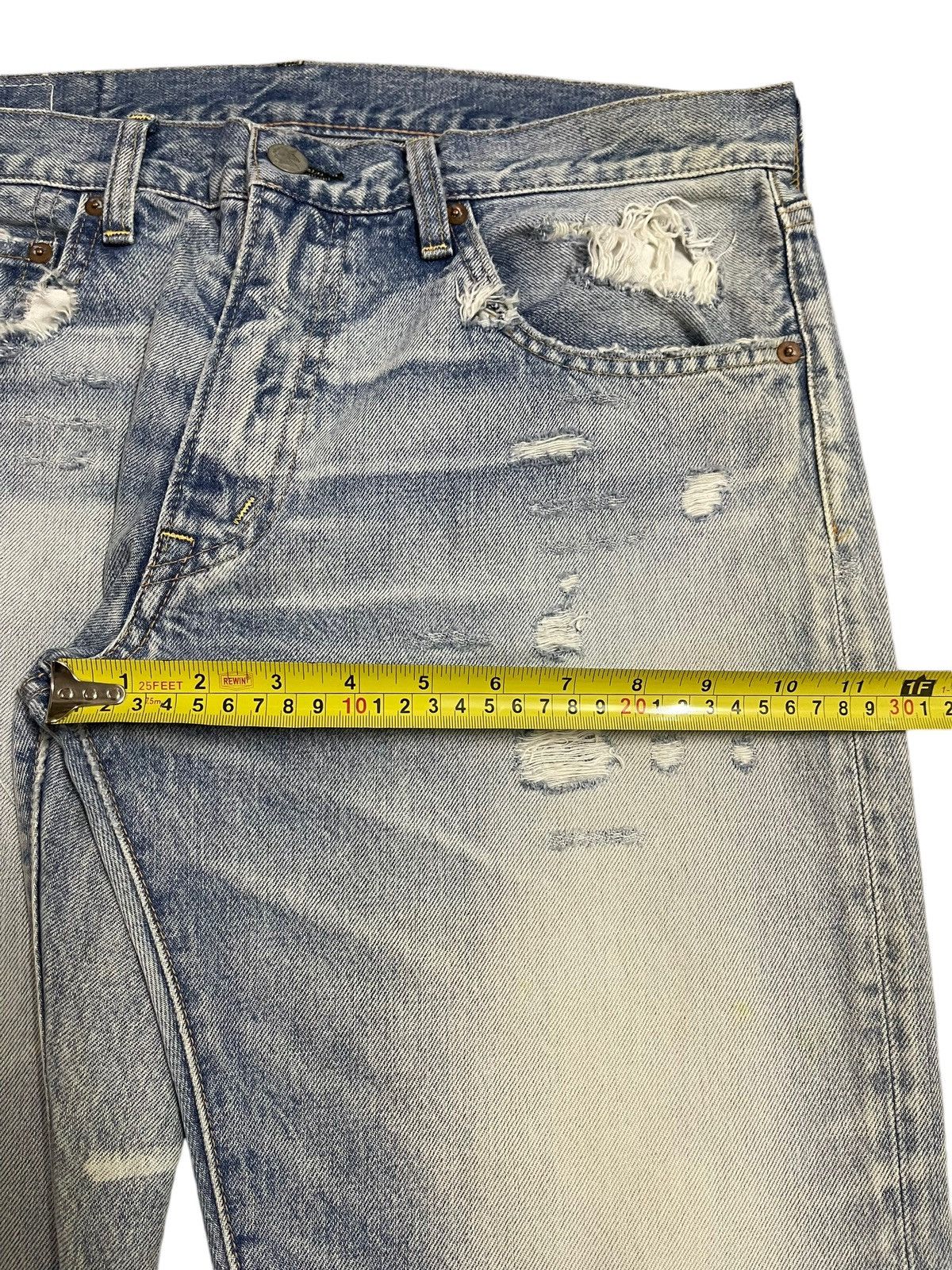 14th Addiction Vintage Japanese R.N.A Blue Bleached Distressed Loose Jeans Size US 34 / EU 50 - 15 Thumbnail