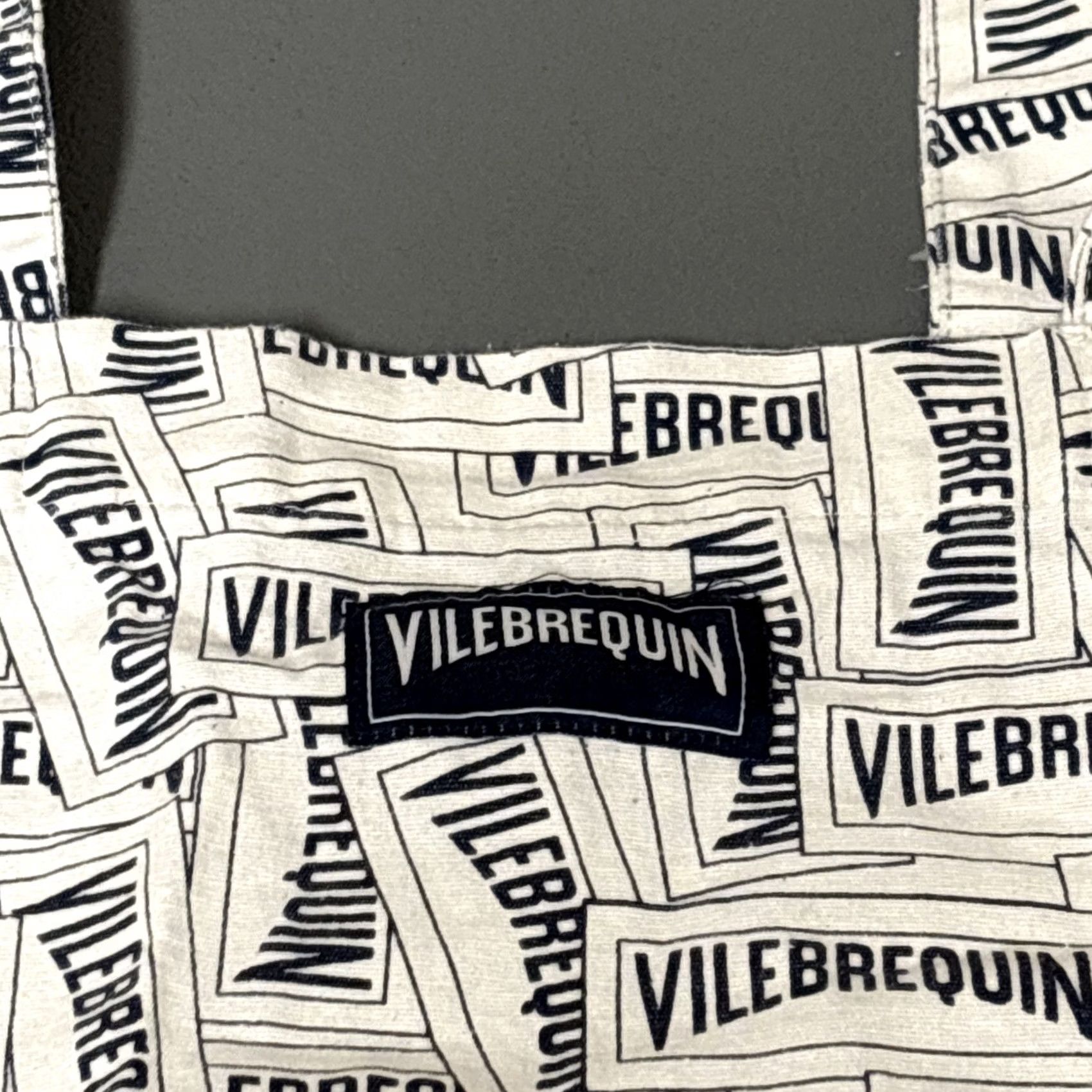 Vintage Villebrequin Tote Bag Logo All Over Print Medium White Black Unisex Adults White Cotton Tote Medium White Black Size ONE SIZE - 2 Thumbnail