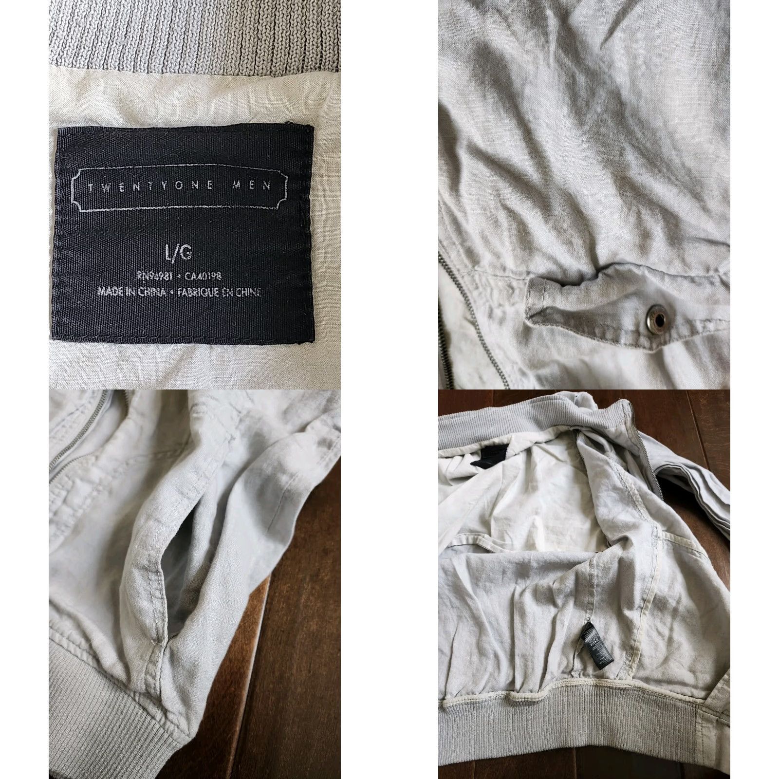 Vintage Twentyone Men Gray Zip Jacket with Pockets - Size L Size US L / EU 52-54 / 3 - 10 Thumbnail