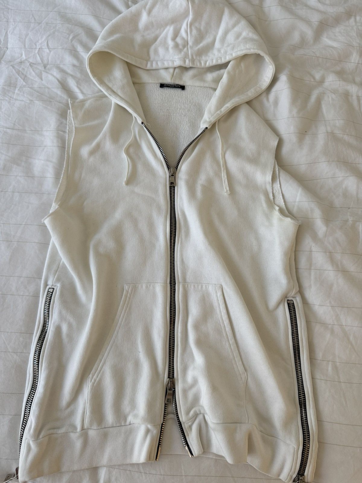 Balmain Balmain Sleeveless Zipper Hoodie | Grailed