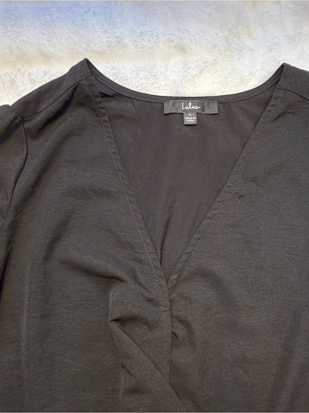 Lulus Twisty Business Black Twist-Front Long Sleeve V-Neck Top Size L / US 10 / IT 46 - 8 Thumbnail