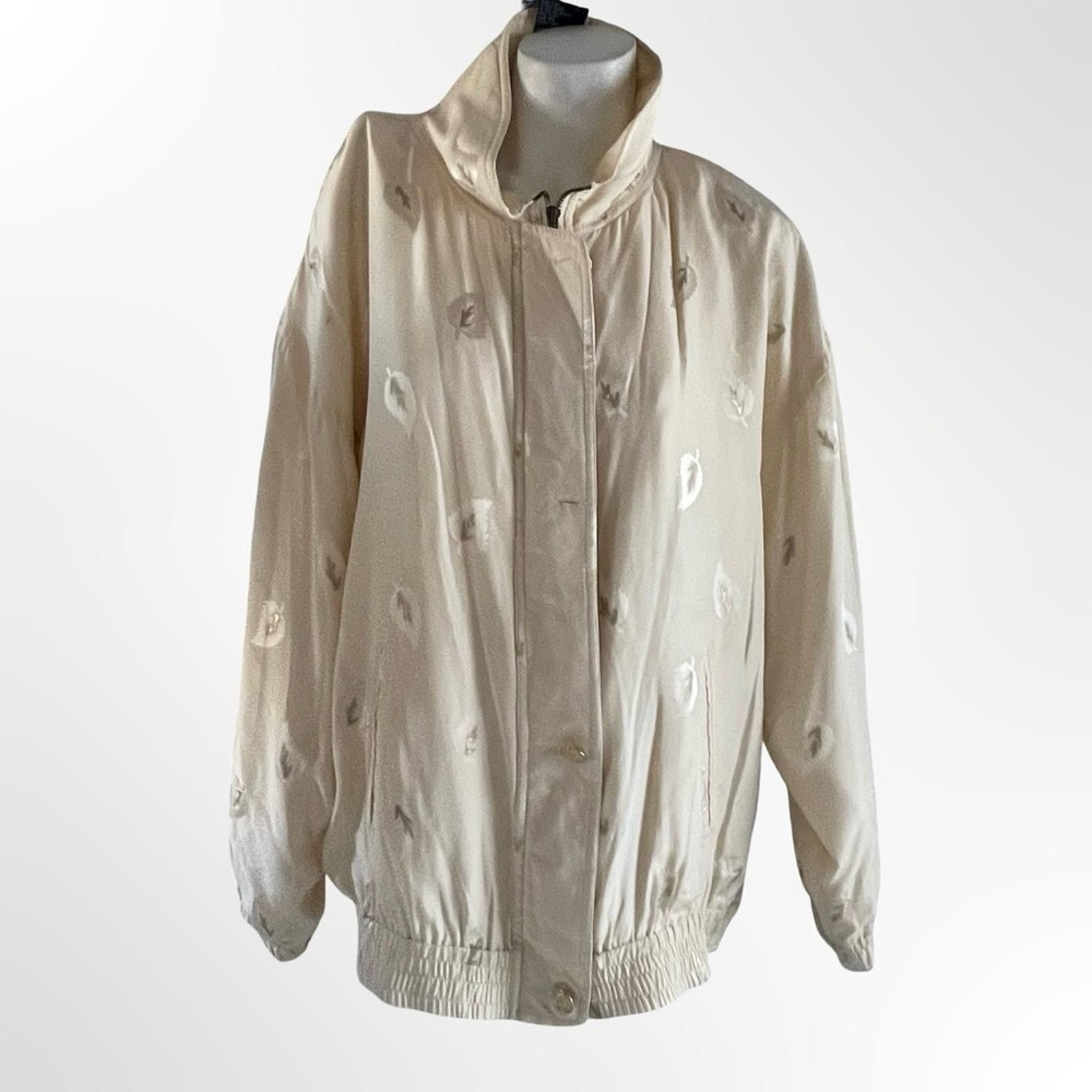 Other Elegant Cream Silk Women's Jacket in Large Size L / US 10 / IT 46 - 1 Thumbnail