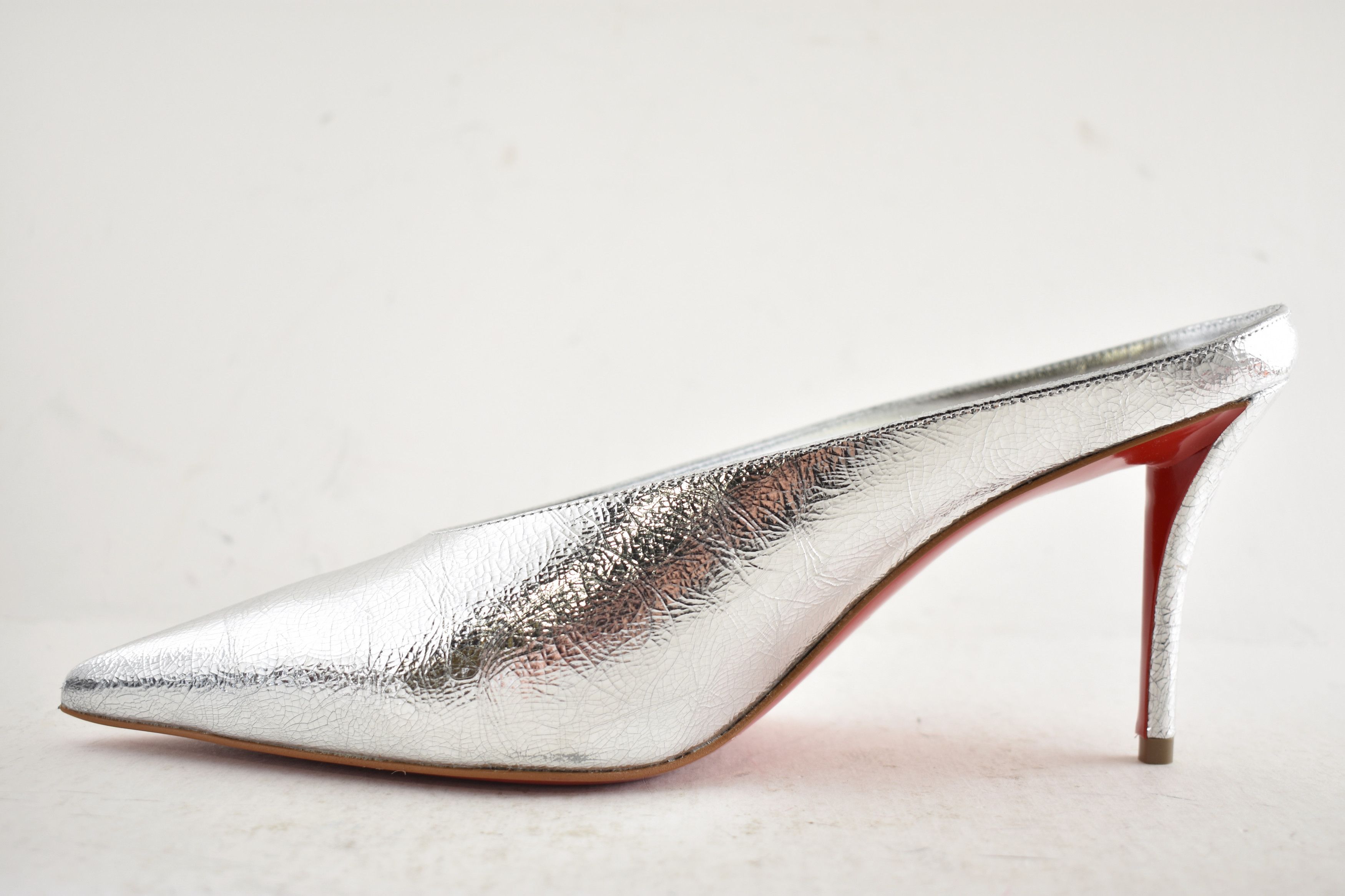 Christian Louboutin Miss Z Slimimule 80 Silver Backless Slide Mule Heel Pump 39 Size US 9 / IT 39 - 13 Thumbnail