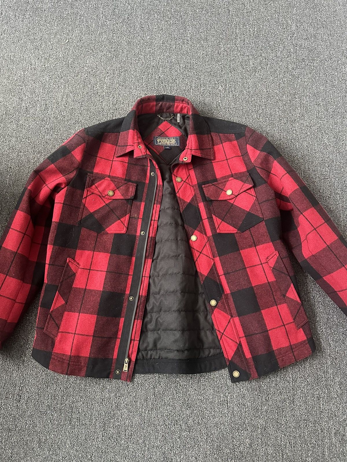 Pendleton Pendleton Red & Black plaid wool jacket button and zipper Size US L / EU 52-54 / 3 - 1 Thumbnail
