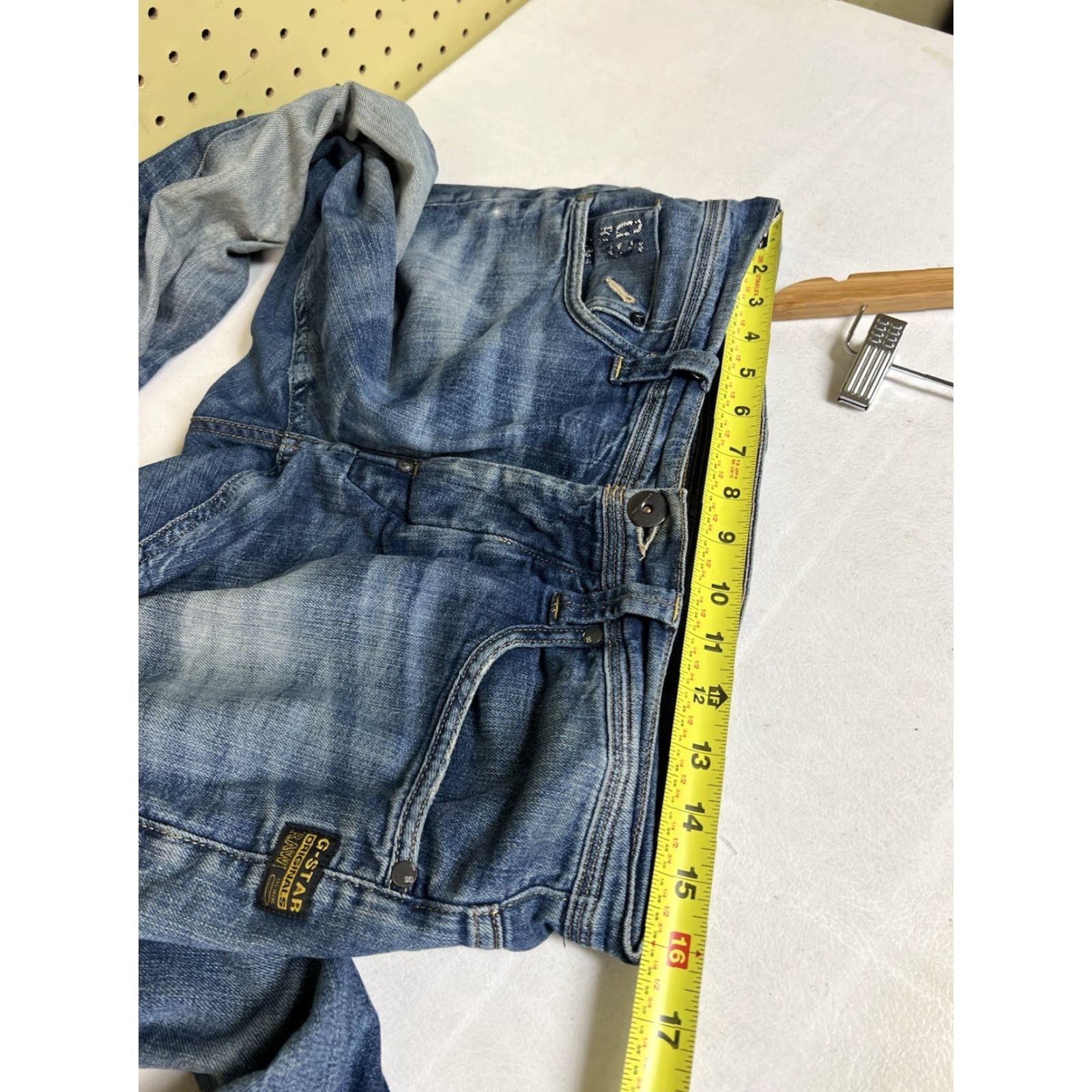 G-Star VINTAGE G-Star Jeans - Denim Low 32x34 Button Fly - 32/34 Inseam - Blue - Regular - Mens - Straight - Stars - 01 Raw Fade Size US 32 / EU 48 - 5 Thumbnail