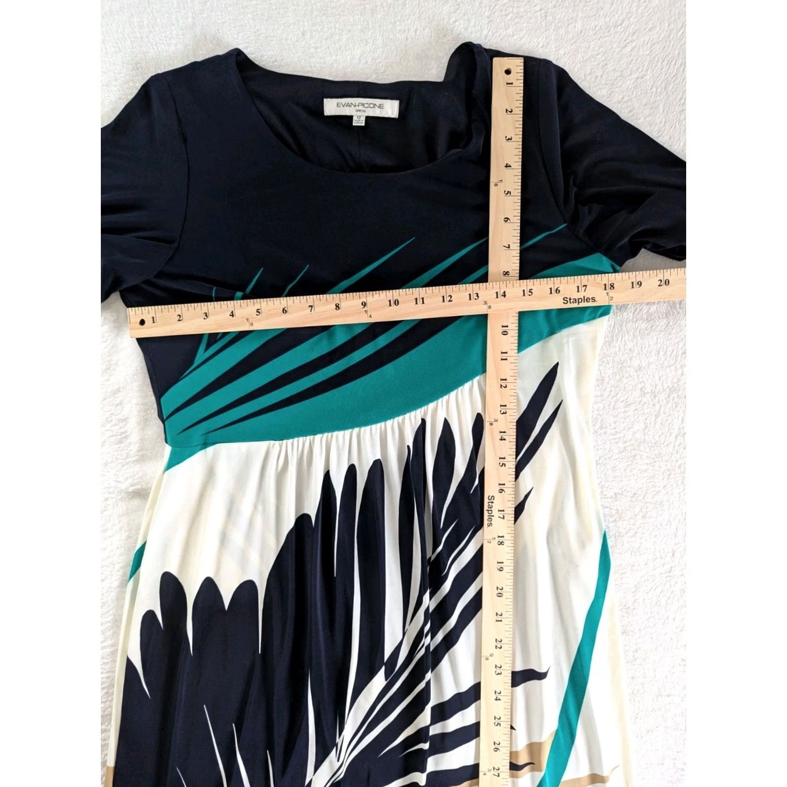 Evan Picone Evan Picone Short Sleeve Tropical Print Dress Sz 12 Aline Slinky Office Casual Size 34" / US 12 / IT 48 - 4 Thumbnail