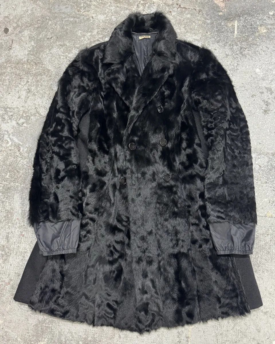 Miu Miu 2000s MiuMiu Black Goat Fur Coat Hybrid Nylon Buttoned Coat Size M / US 6-8 / IT 42-44 - 1 Thumbnail