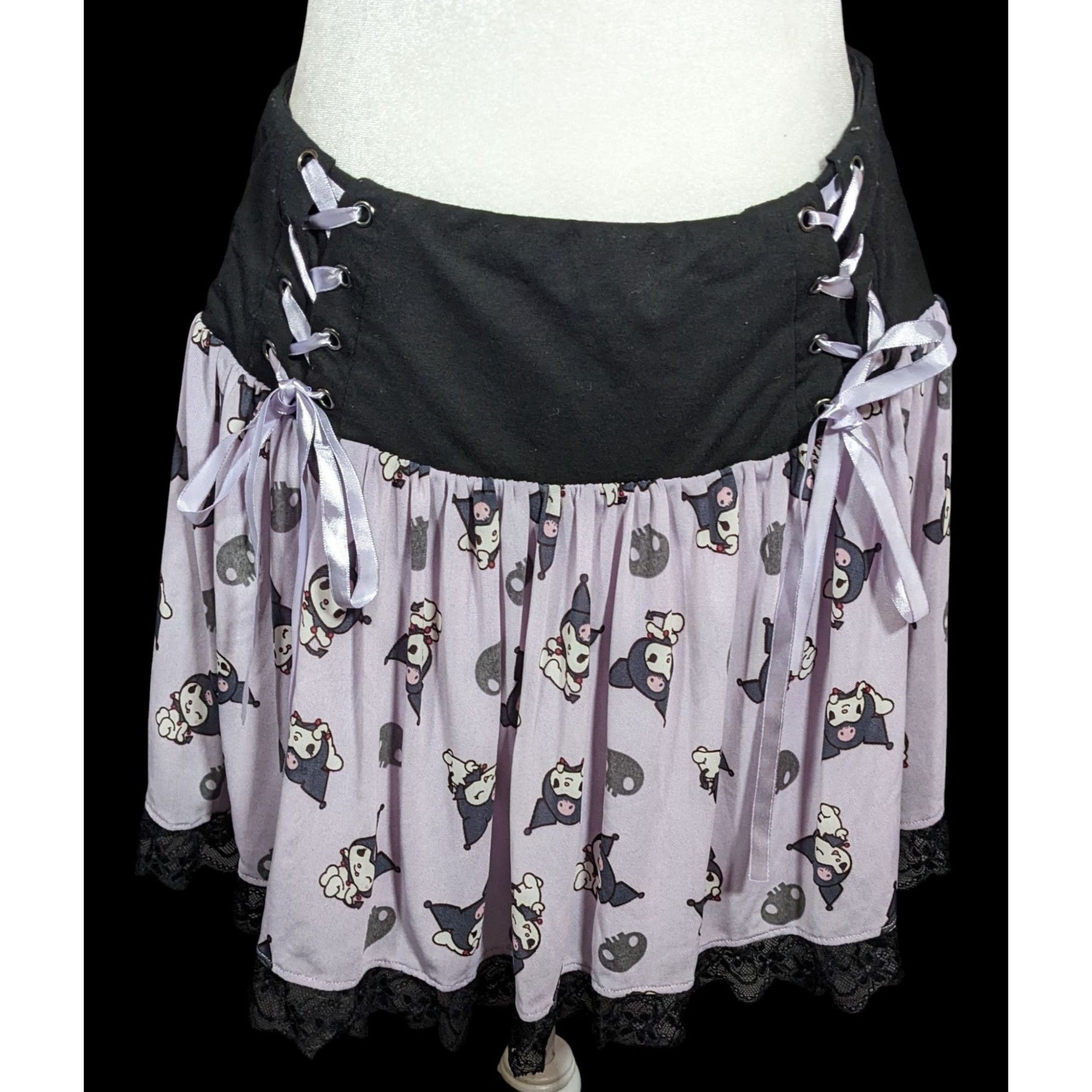Other Kuromi Sanrio Pastel Goth Lace Up Skirt With Lace Trim Size 26" / US 2 / IT 38 - 1 Thumbnail