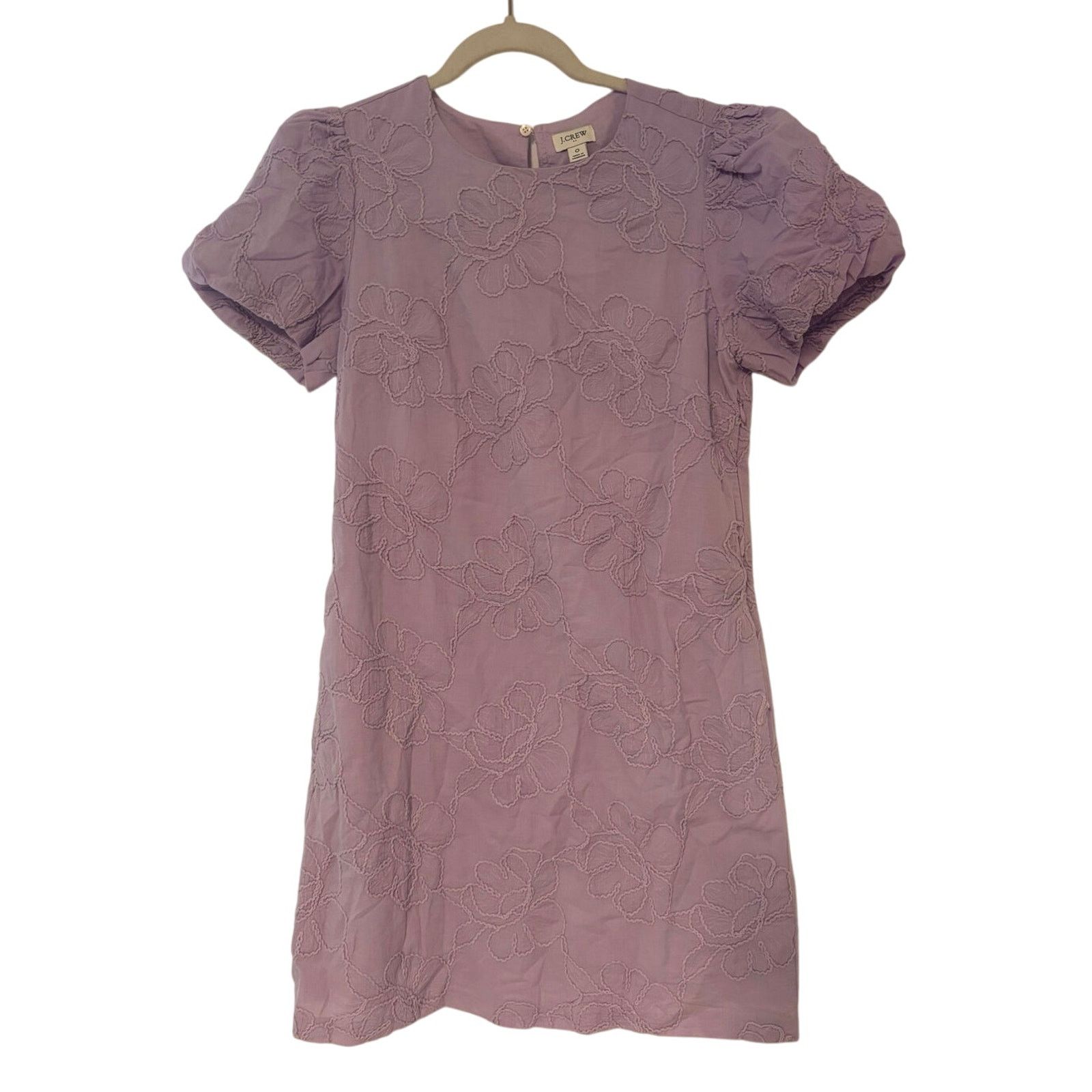 J.Crew NWT J.Crew Eyelet Puff Sleeve Mini Dress Lilac Floral Size 0 Size XS / US 0-2 / IT 36-38 - 4 Thumbnail