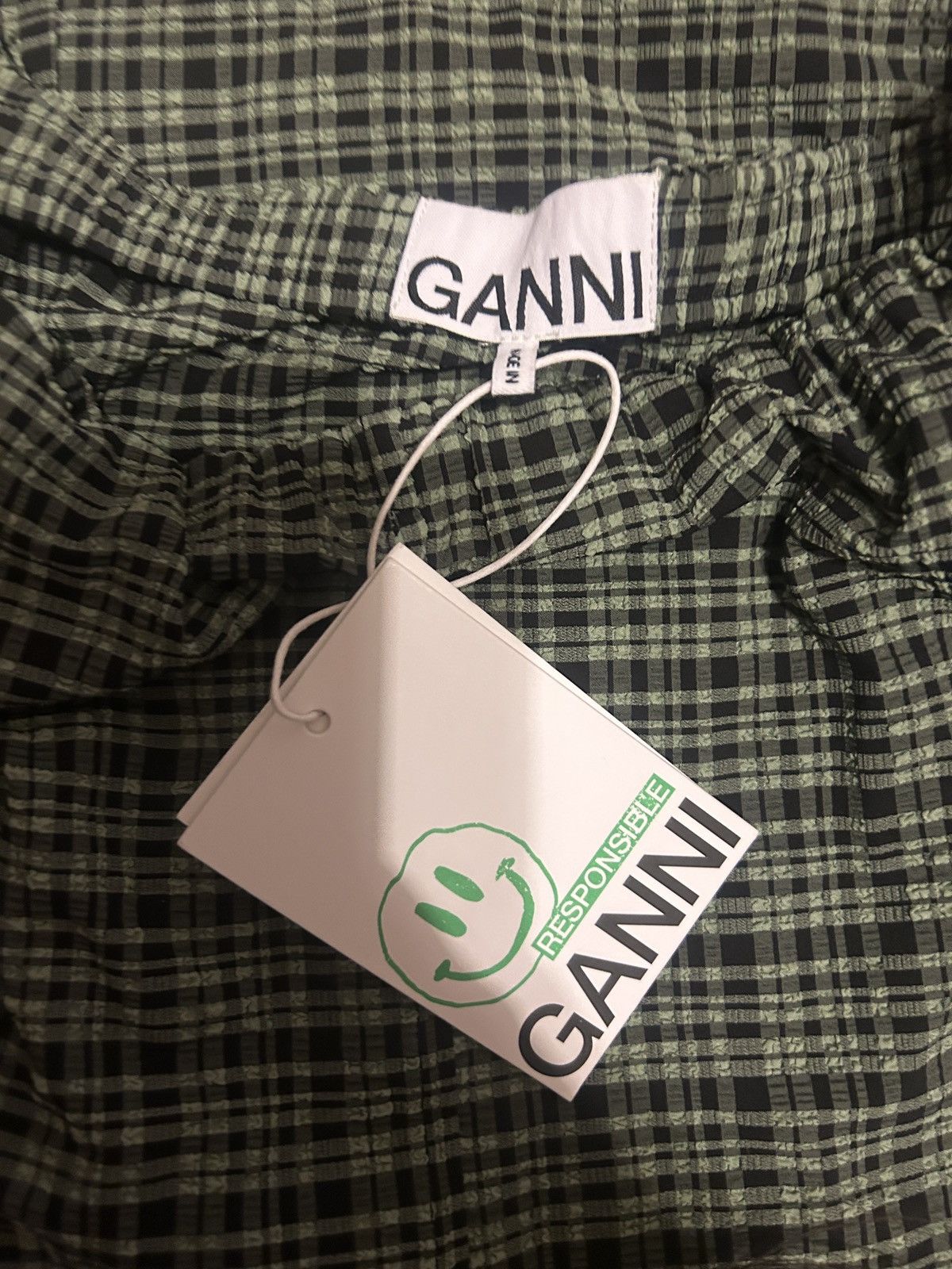 Ganni GANNI Cold-shoulder checked seersucker midi Dress EU32 Size XS / US 0-2 / IT 36-38 - 6 Thumbnail