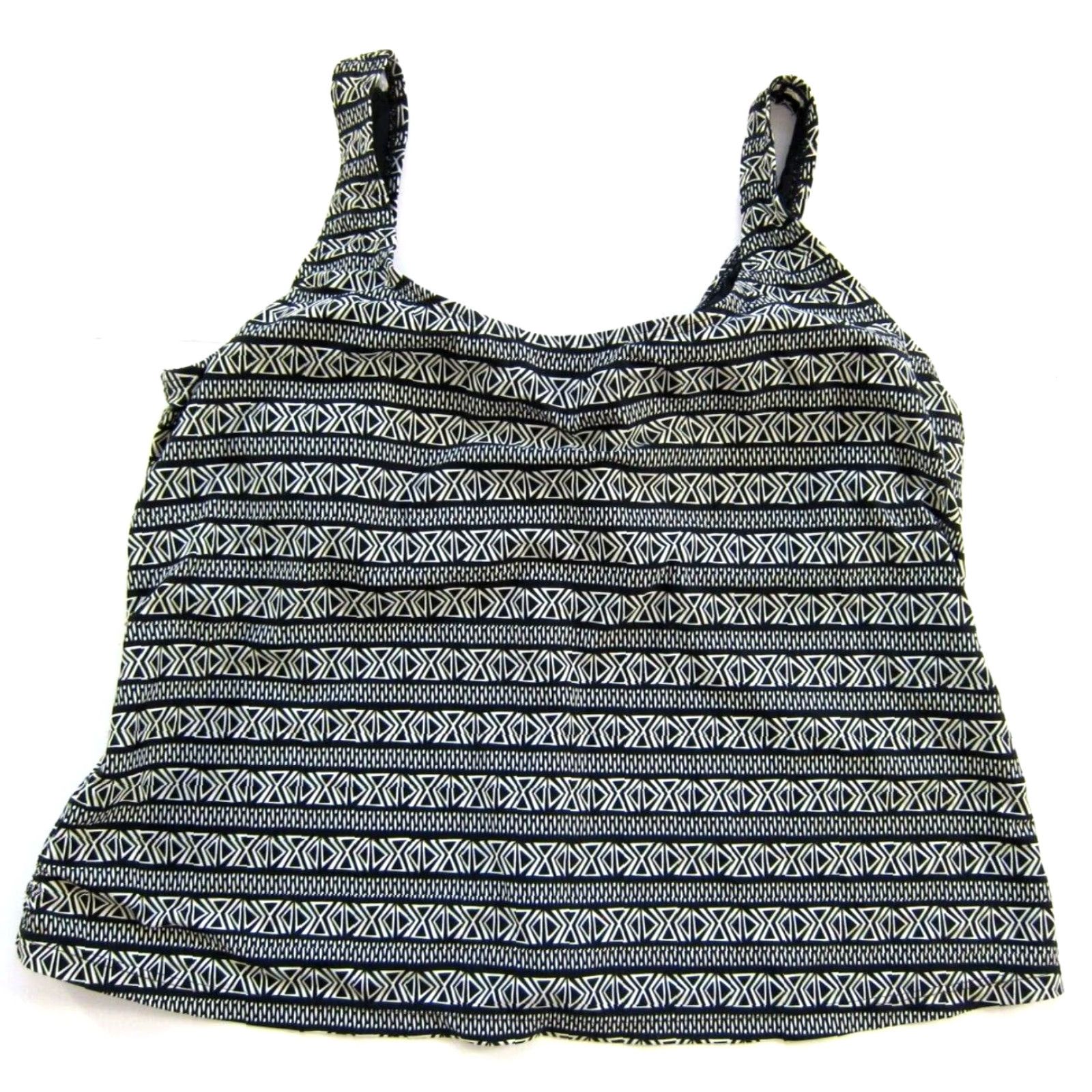 Croft & Barrow Croft&Barrow Black White Geometric Padded Built In Bra Tankini Swim Top 22W Size 3XL / US 20-22 - 2 Thumbnail