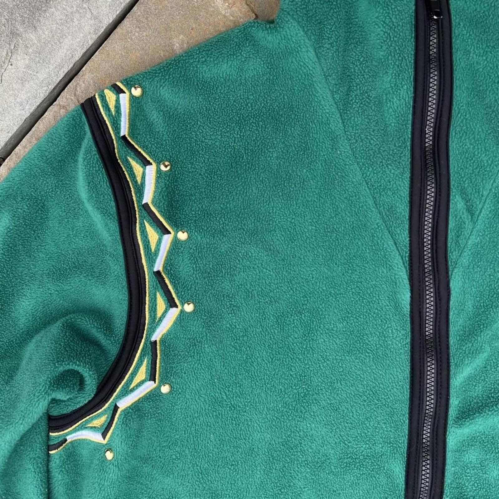 Vintage Vintage 80s Green Fleece Embroidered Zip Jacket Size US L / EU 52-54 / 3 - 2 Thumbnail