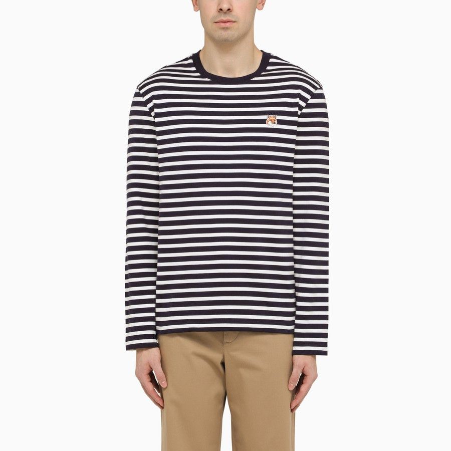 image of Maison Kitsune O1D2Blof0424 Jersey In White & Blue in White/Blue, Men's (Size Large)