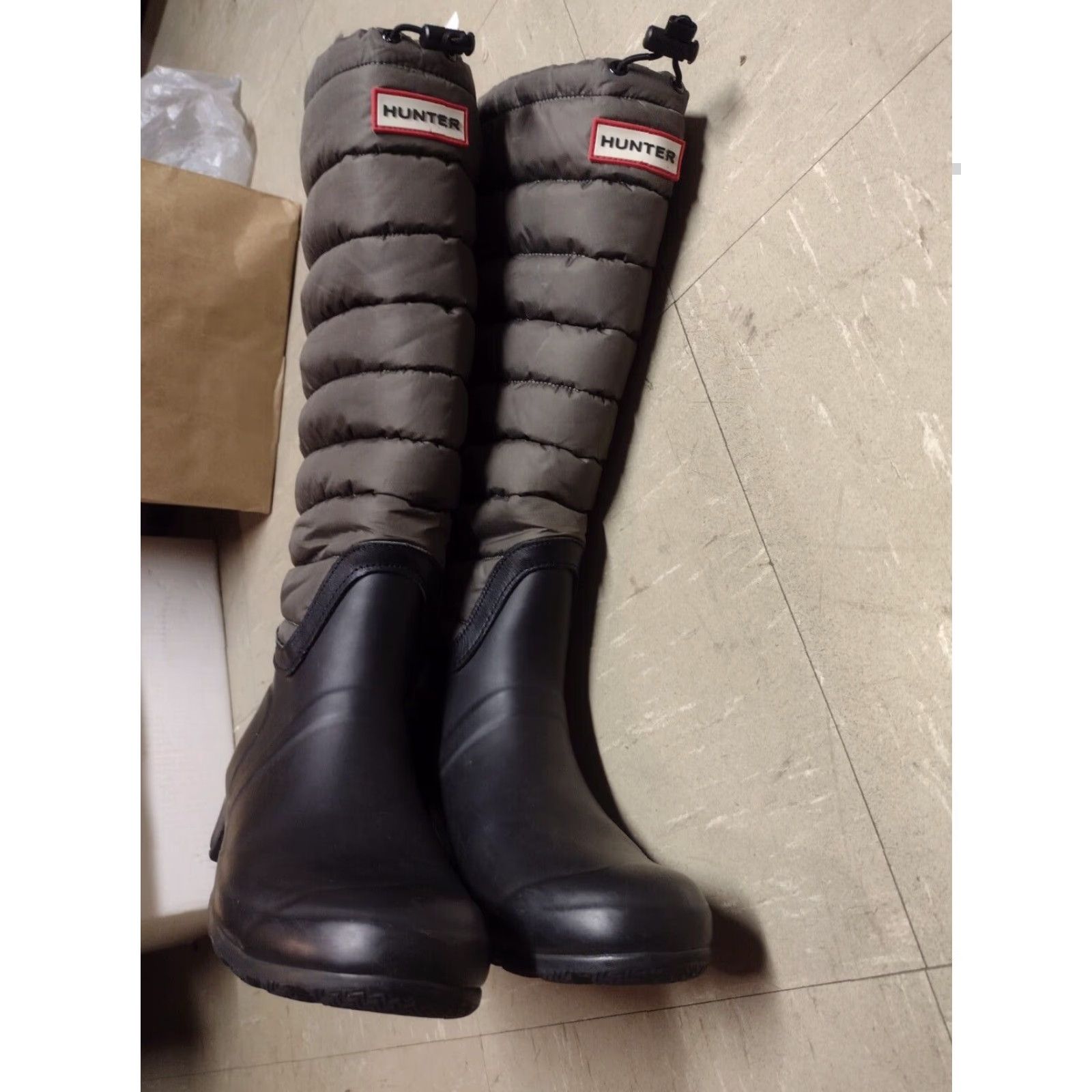 Hunter VINTAGE Hunter Tall Insulated Quilted Puffer Rain Boots Women US 8 Green Knee High Size US 6 / IT 36 - 3 Thumbnail