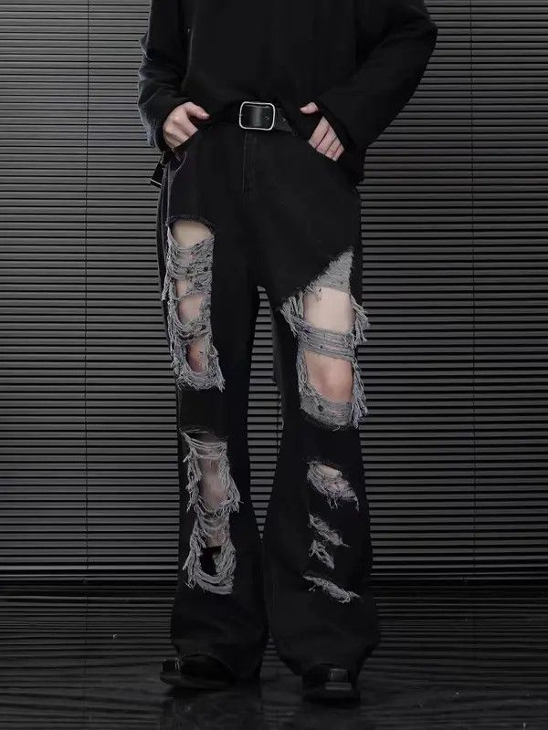 Japanese Brand VIBE Pioneer multi-hole design beggar baggy jeans Size US 34 / EU 50 - 2 Thumbnail
