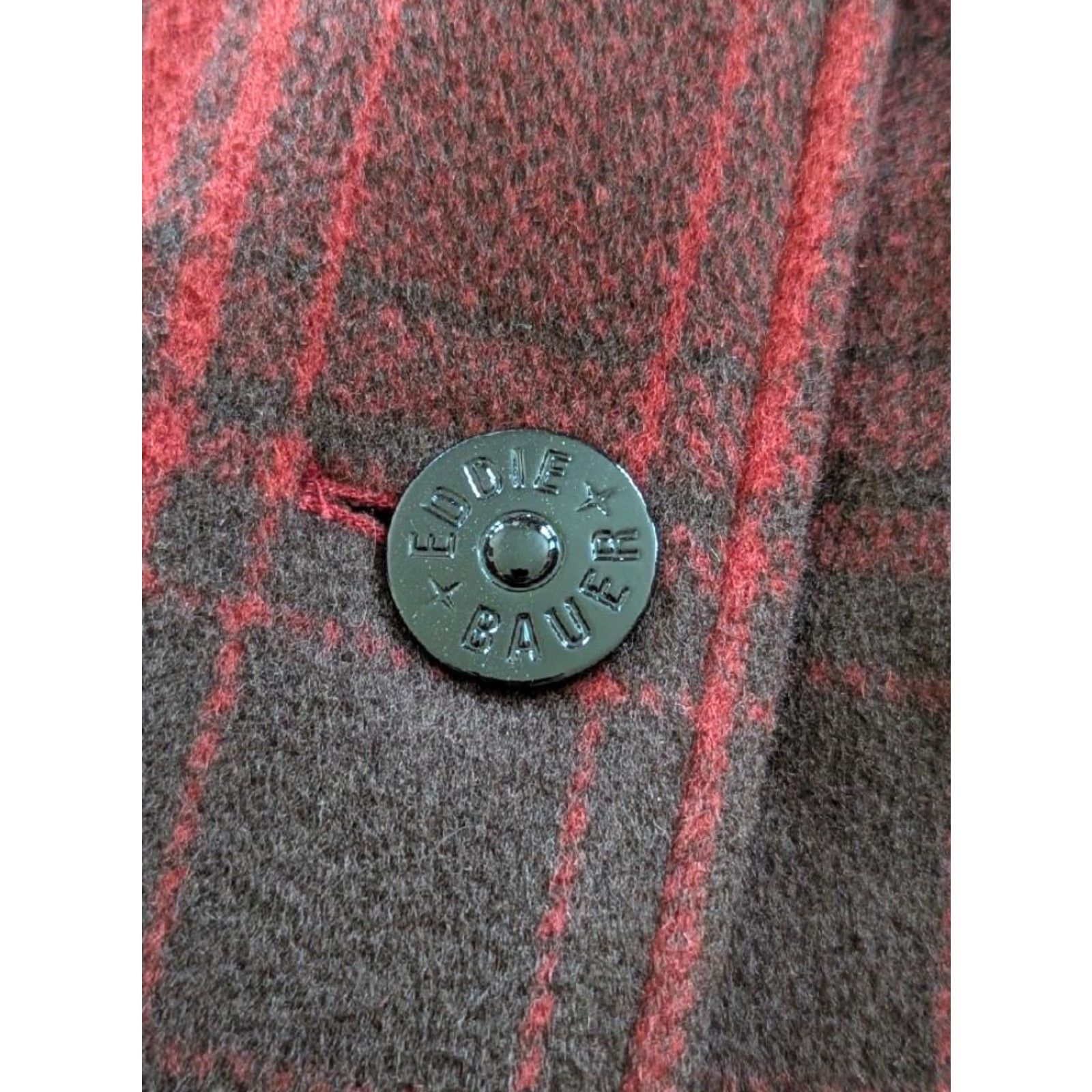 Eddie Bauer VINTAGE Eddie Bauer jacket coat / Buffalo plaid wool baggy mens L Red 48" chest 1990s button front Mackinaw plaid grunge style Size US L / EU 52-54 / 3 - 4 Thumbnail