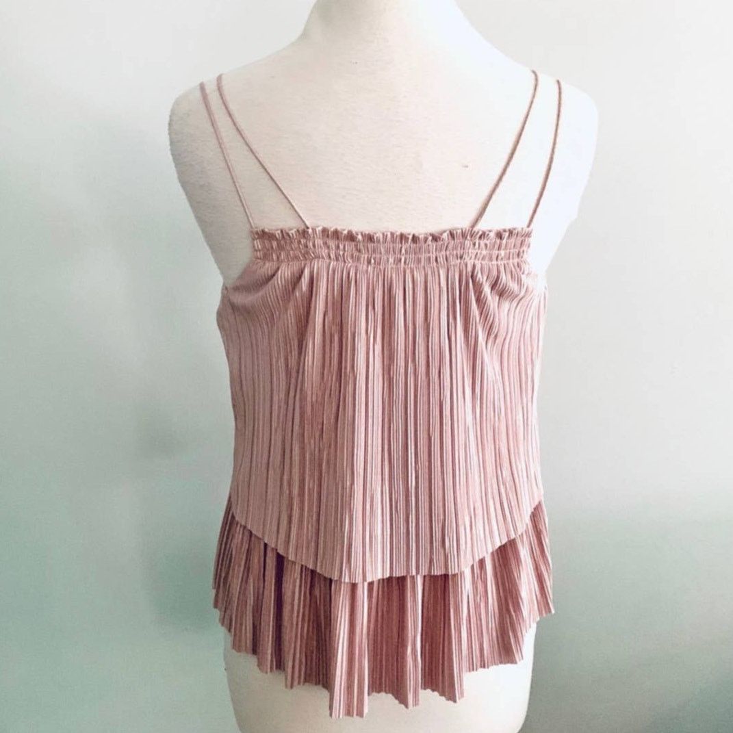 Anthropologie ANTHROPOLOGIE BINI Blush Rose Pink Ruffle Tank Top Blouse Size XS / US 0-2 / IT 36-38 - 9 Thumbnail
