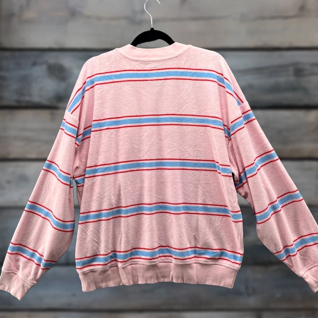 Vintage VINTAGE? Me Melody Ehsani Striped Terry Sweatshirt Womens L Pink Blue Oversized Pullover Sweatshirt Size L / US 10 / IT 46 - 1 Thumbnail