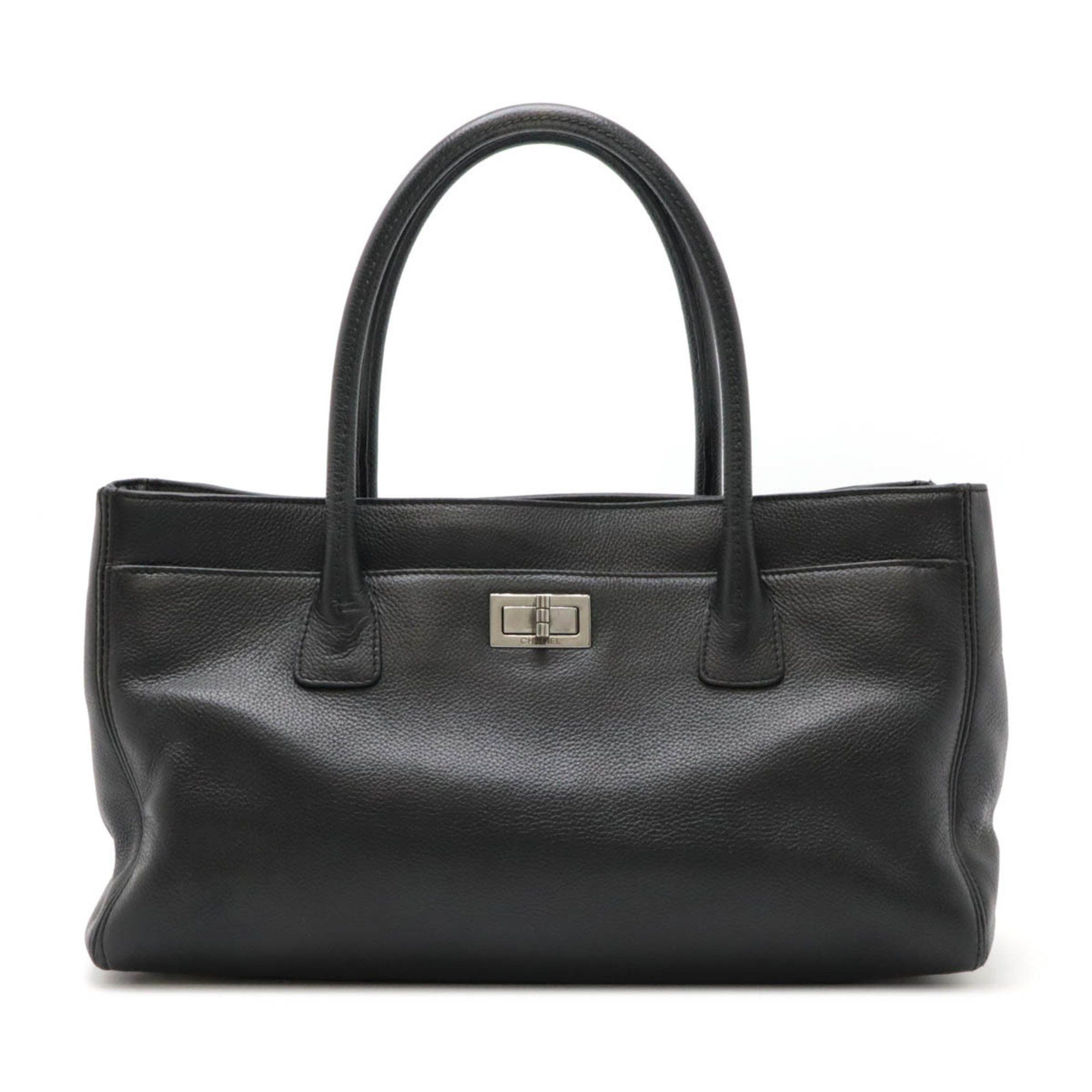 Chanel 2.55 Executive Line Tote Bag Handbag Turnlock Leather Black Pouch Not Included A29292, Women's