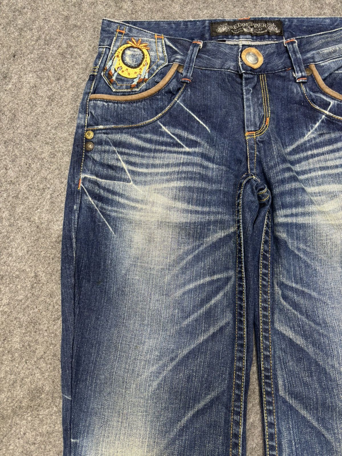 Japanese Brand 💥Sick Design💥Rare The Red Pepper Indian Low Rise Denim F638 Size US 32 / EU 48 - 4 Thumbnail