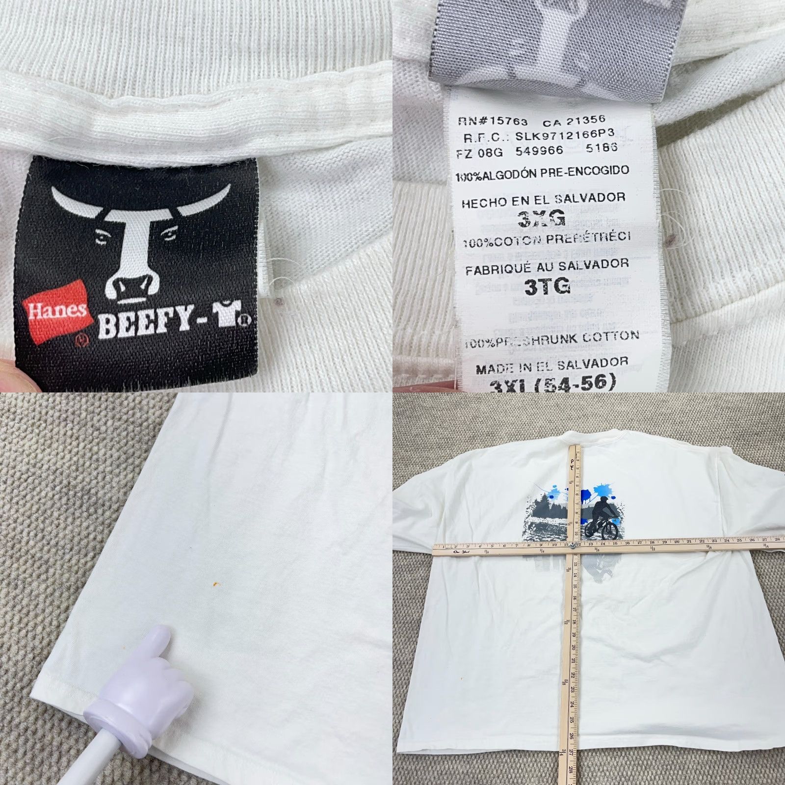 Hanes Vintage Hanes T-Shirt Men 3XL White Long Sleeve Bicycle BMX Hit Performance USA Logo 80s Retro Classic Hipster Motorcycle Beach Biker Shirt Size US XXL / EU 58 / 5 - 8 Thumbnail