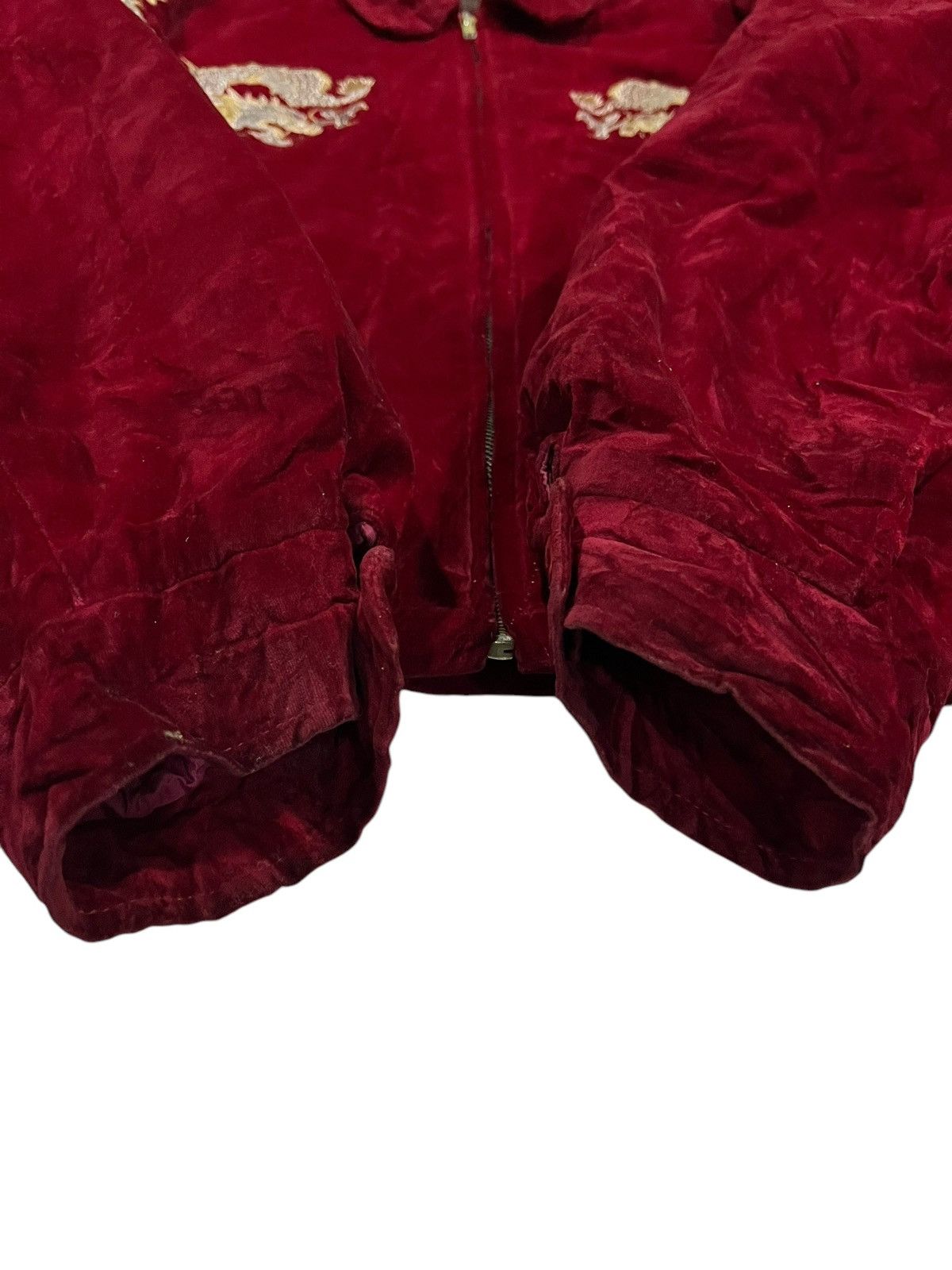 Japanese Brand 🇯🇵 VINTAGE DRAGON TOUR SUKAJAN JAPAN RED VELVET BOMBER JACKET Size US L / EU 52-54 / 3 - 8 Thumbnail