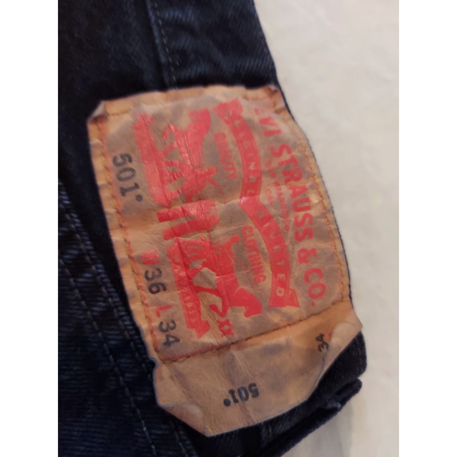 Levi's VINTAGE Levis 501 Jeans 36x34 Classic Straight Denim Black Mens Pants 36 Inseam 34 Size US 36 / EU 52 - 3 Thumbnail