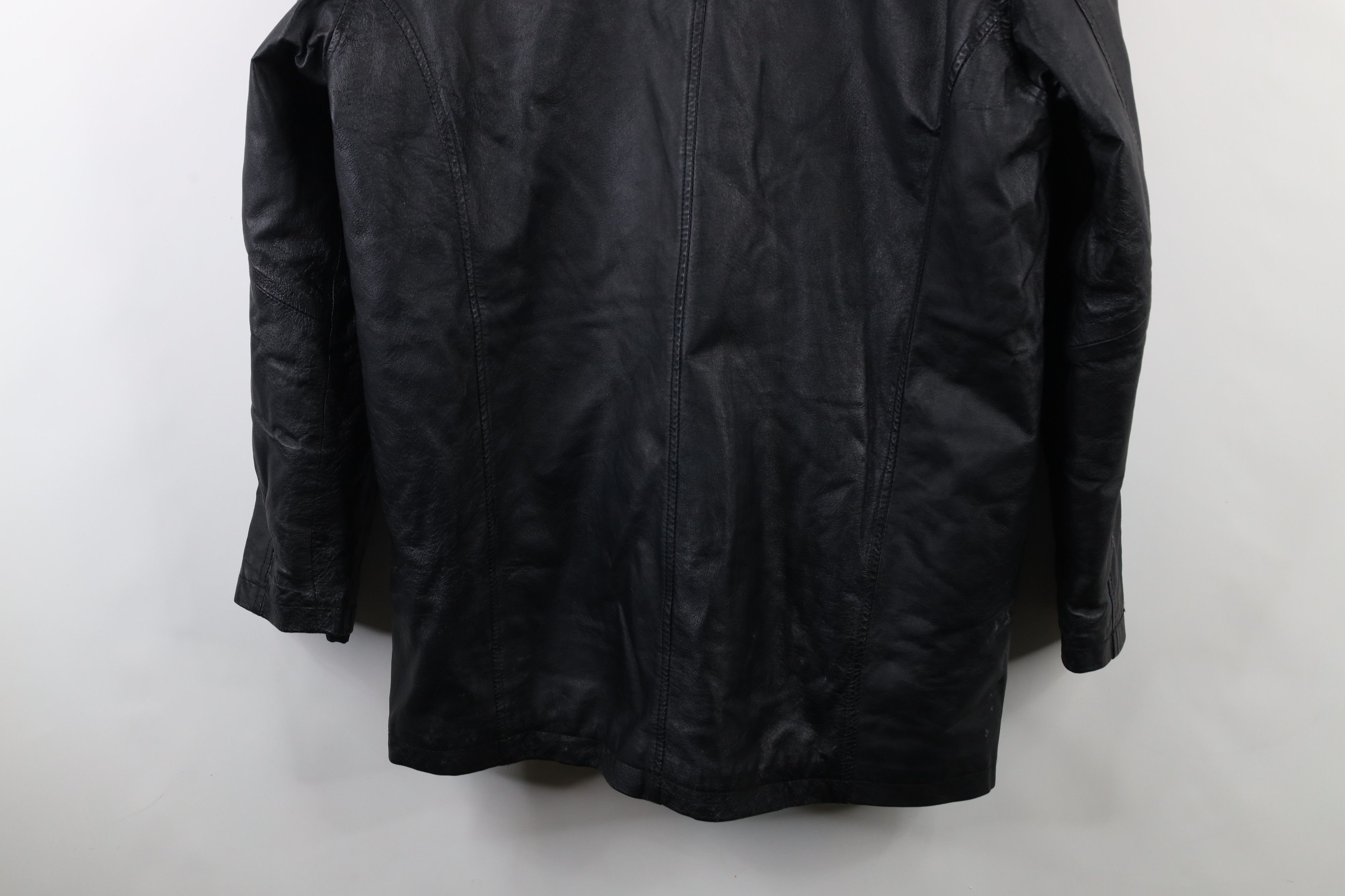 Vintage Vintage 90s Streetwear Leather Full Button Jacket Black Size US M / EU 48-50 / 2 - 16 Thumbnail