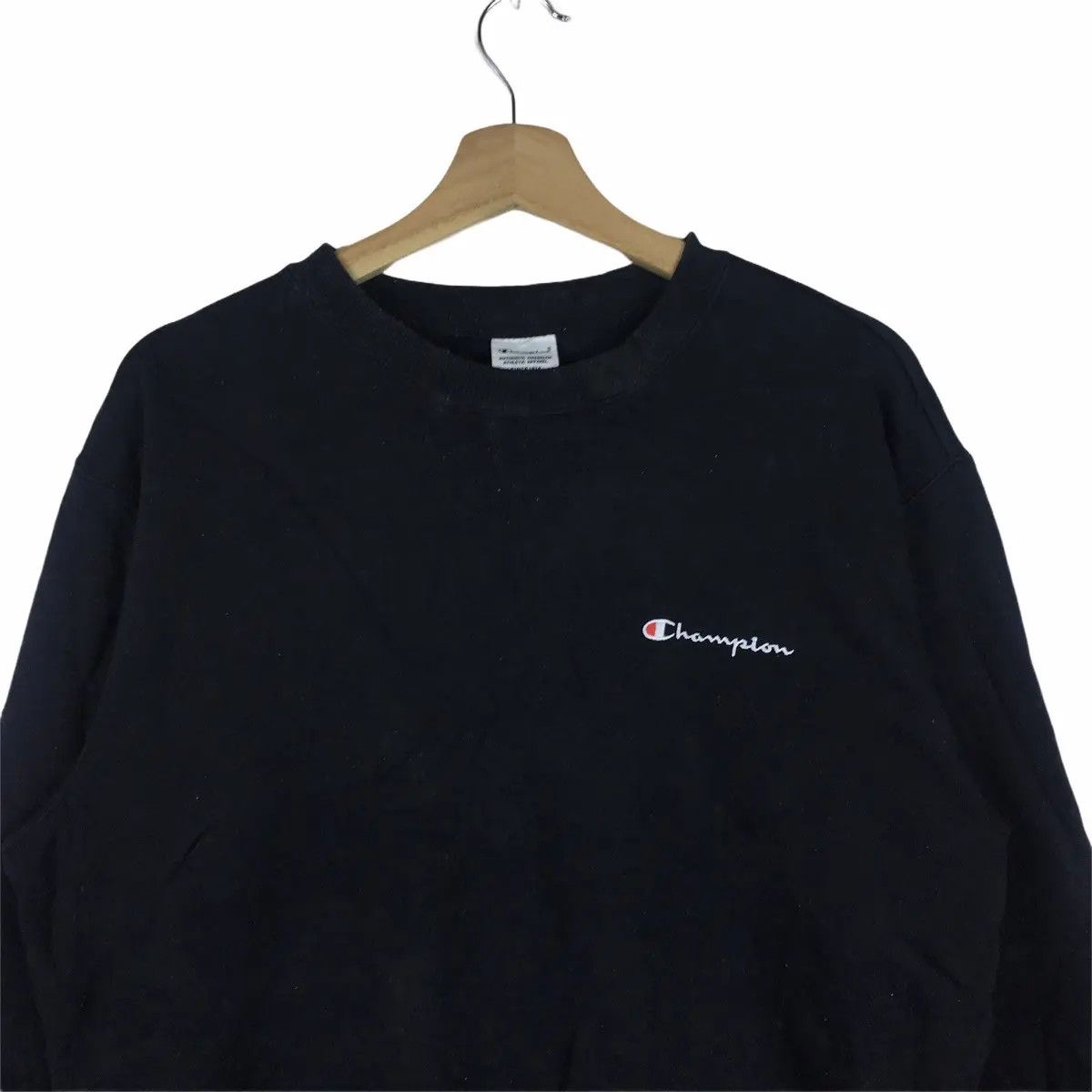 Champion Vtg 90’ CHAMPION USA Script Logo Black Sweatshirt Sweater Size US L / EU 52-54 / 3 - 2 Thumbnail