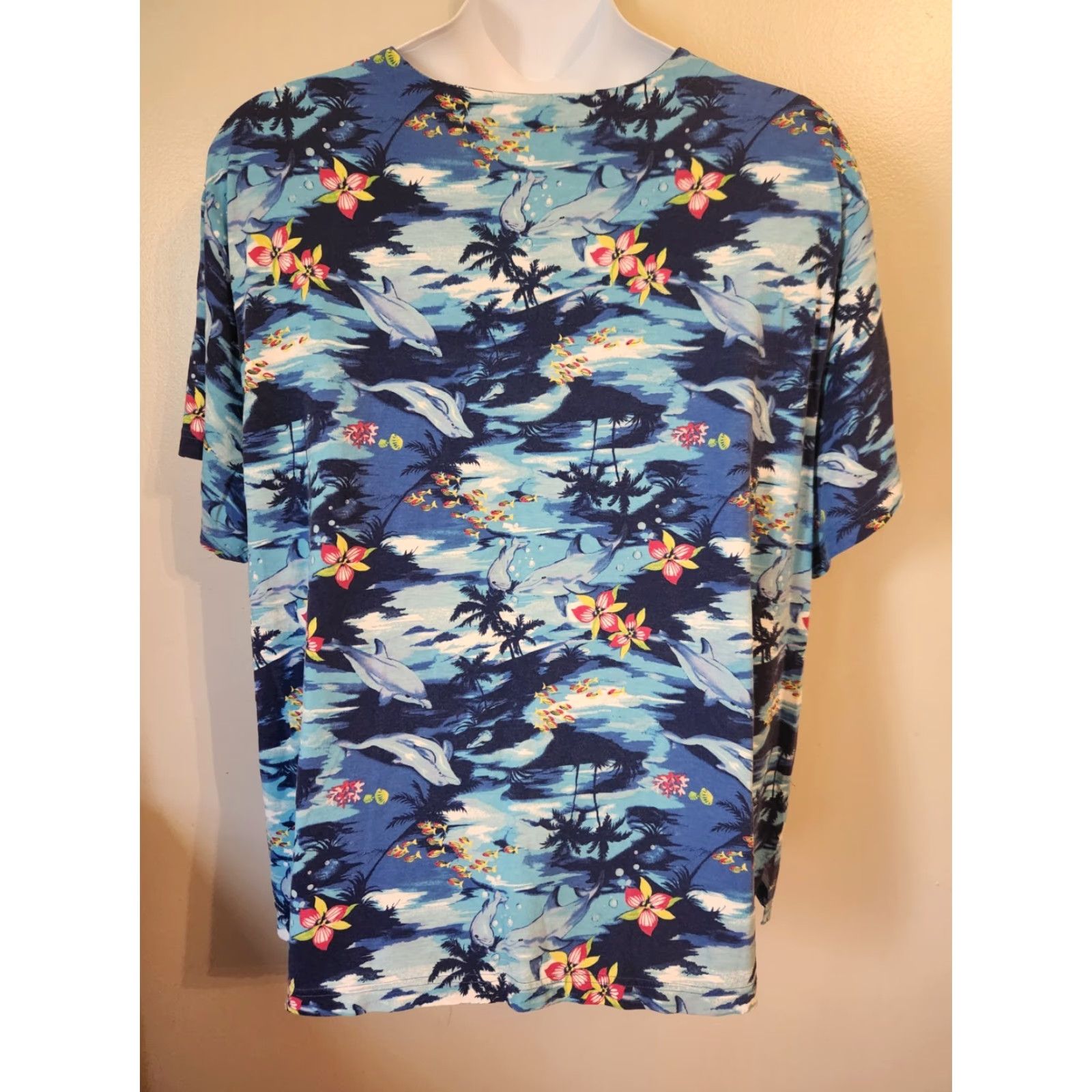 Vintage VINTAGE Fashion Bug Shirt 4X Blue Dolphin Floral Palm Tree Beachy 90s Casual Womens Womens Size XXL / US 16-18 / IT 52-54 - 5 Thumbnail