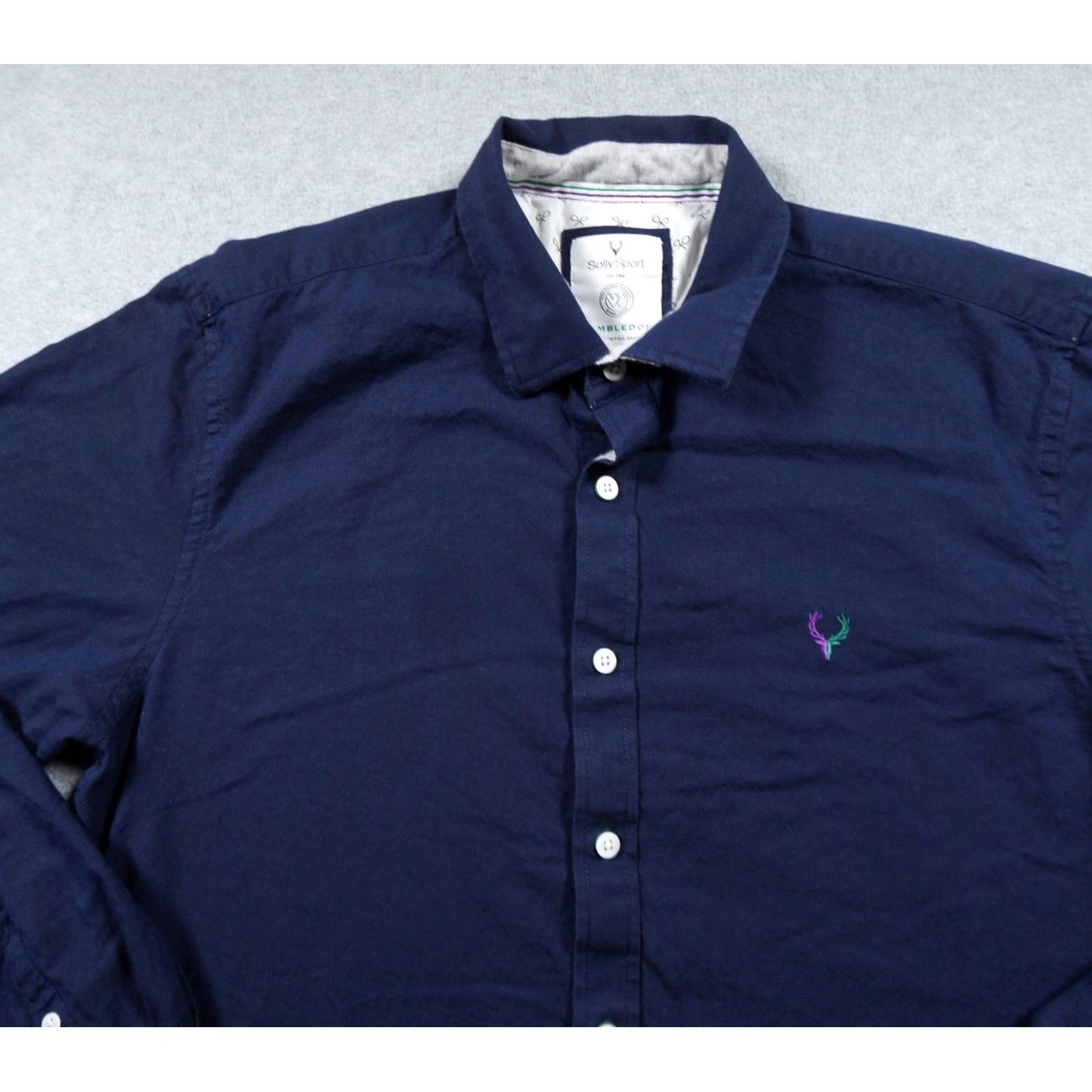 Vintage Solly Sport Shirt Mens 42 Blue Wimbledon Button Up Long Sleeve Custom Sport Fit Shirt Size US XL / EU 56 / 4 - 2 Thumbnail