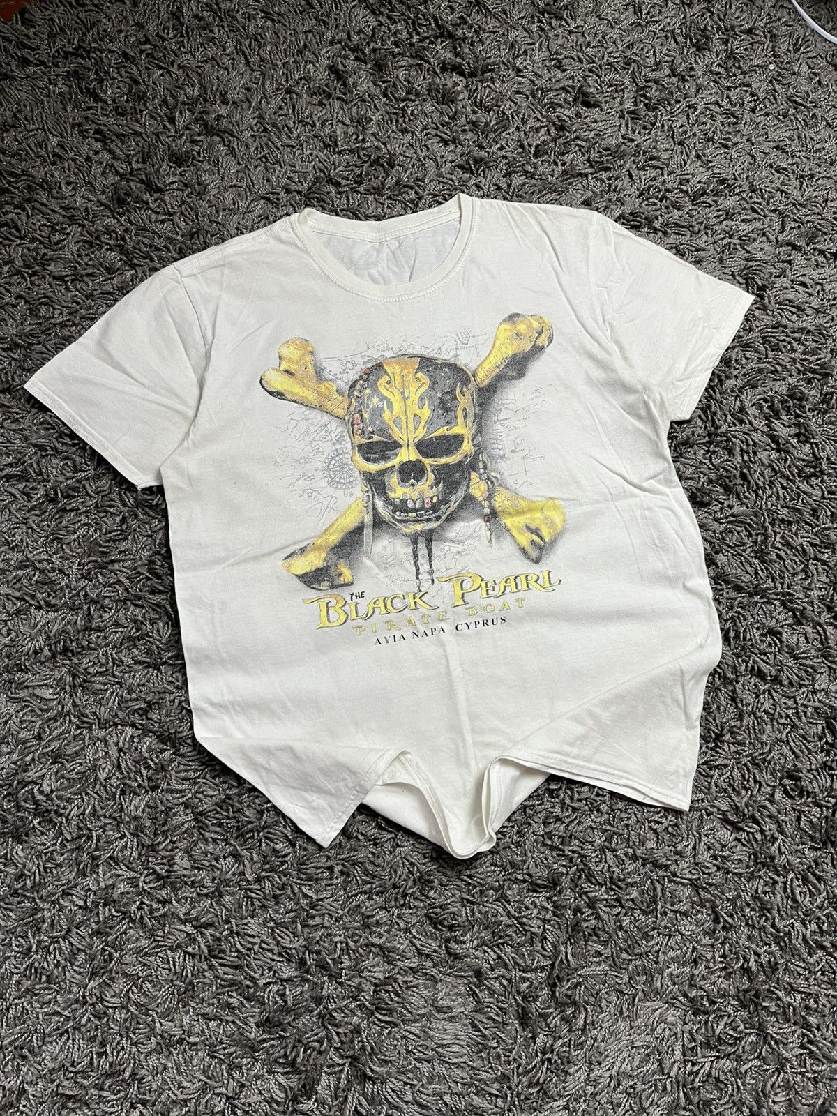 Vintage The Black Pearl Pirate Boat Ayia Napa Skull T-Shirt Size US M / EU 48-50 / 2 - 1 Thumbnail